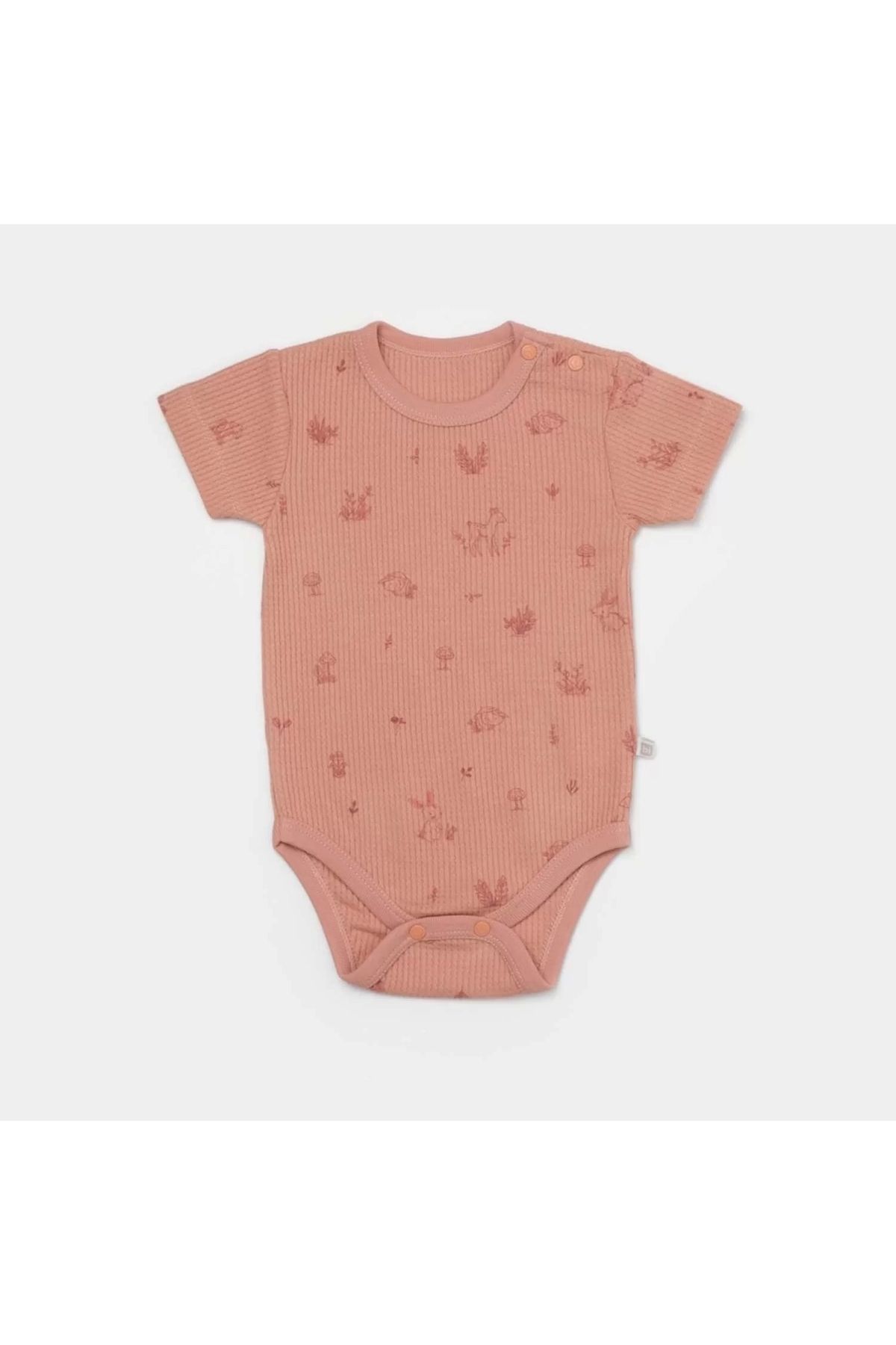 Moda Şahsenem Waffle Deer And Bird Kısa Kol Body Ekru Rose