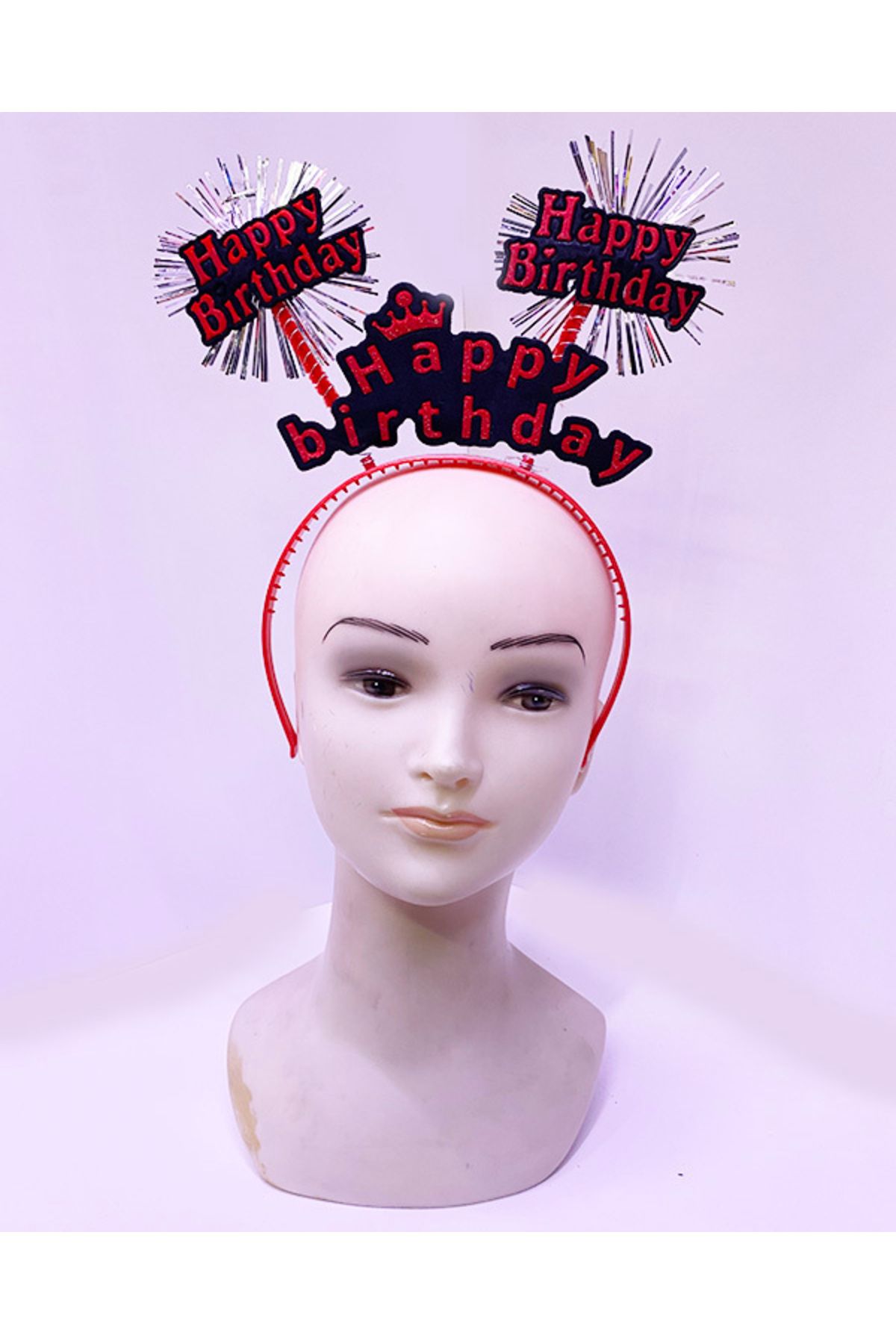 Avantaj Kapıda ® Happy Birthday Neon Kırmızı Yazılı Püsküllü Renk Doğum Günü Tacı 22x19 cm