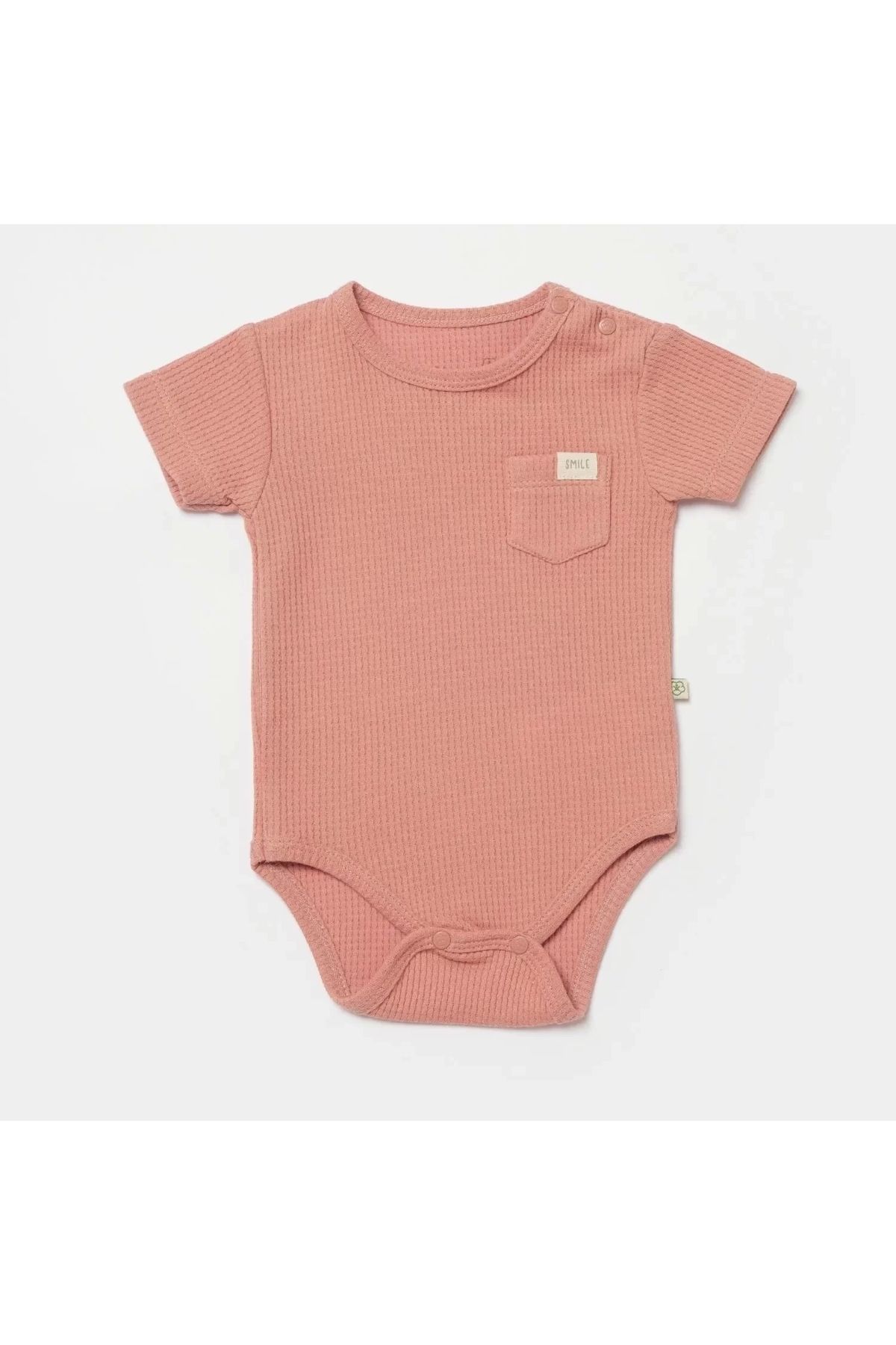 Moda Şahsenem Waffle Smile Kısa Kol Bebek Body Red-brown