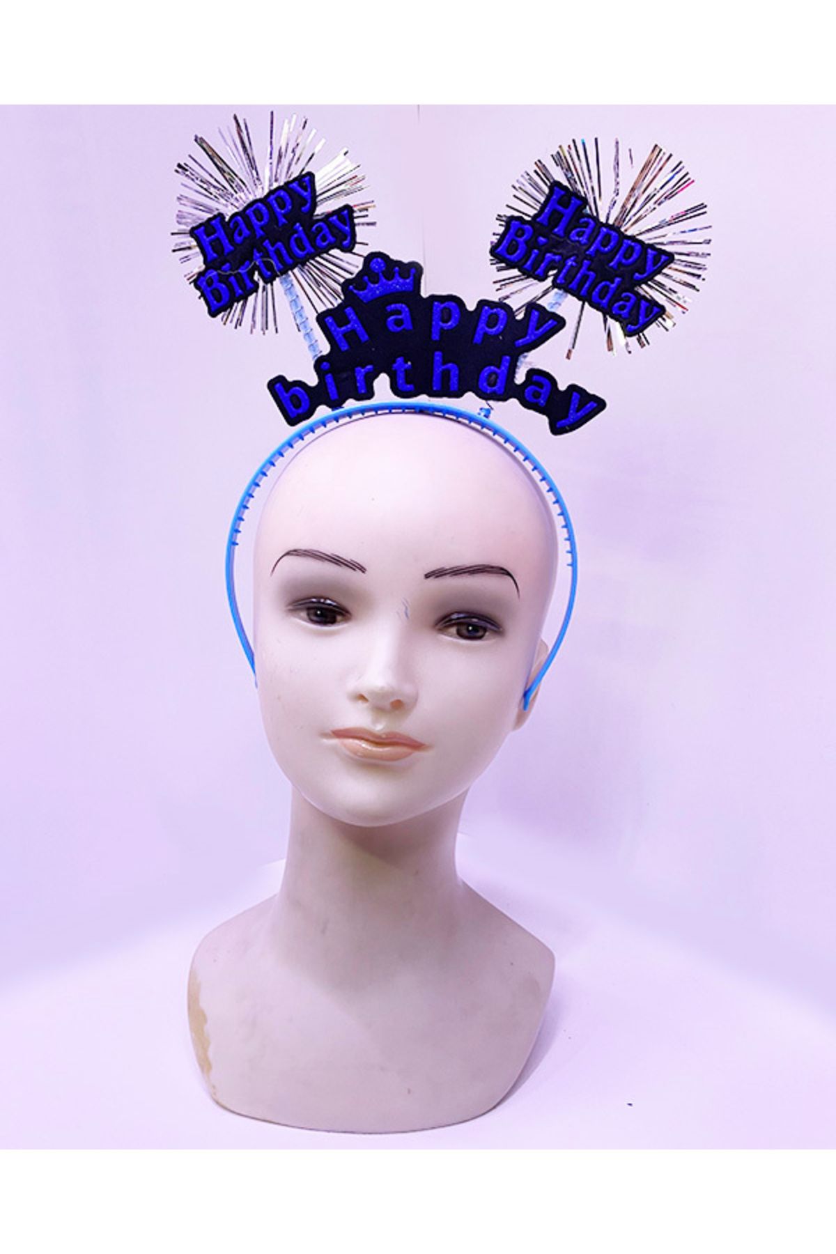 Avantaj Kapıda ® Happy Birthday Neon Mavi Yazılı Püsküllü Renk Doğum Günü Tacı 22x19 cm