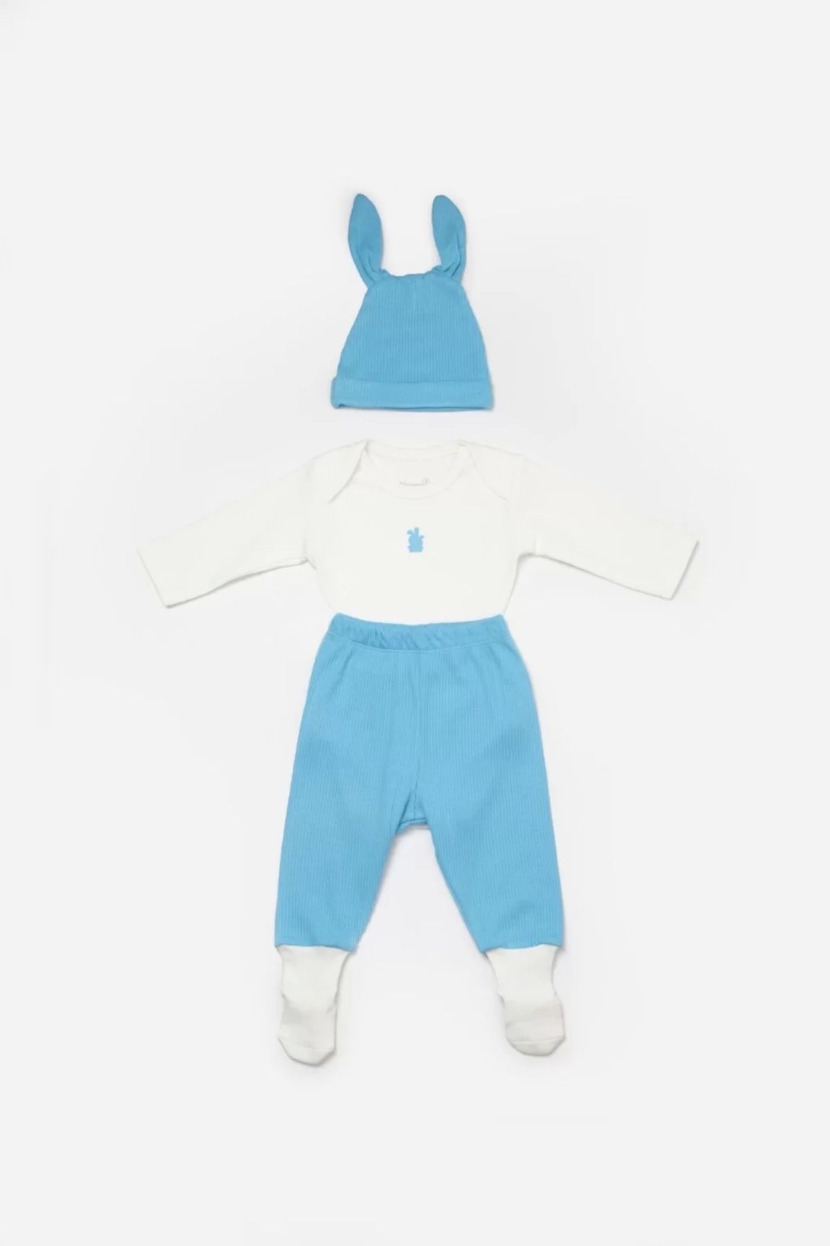 Moda Şahsenem Bunny 3'lü Bebek Takım Mavi
