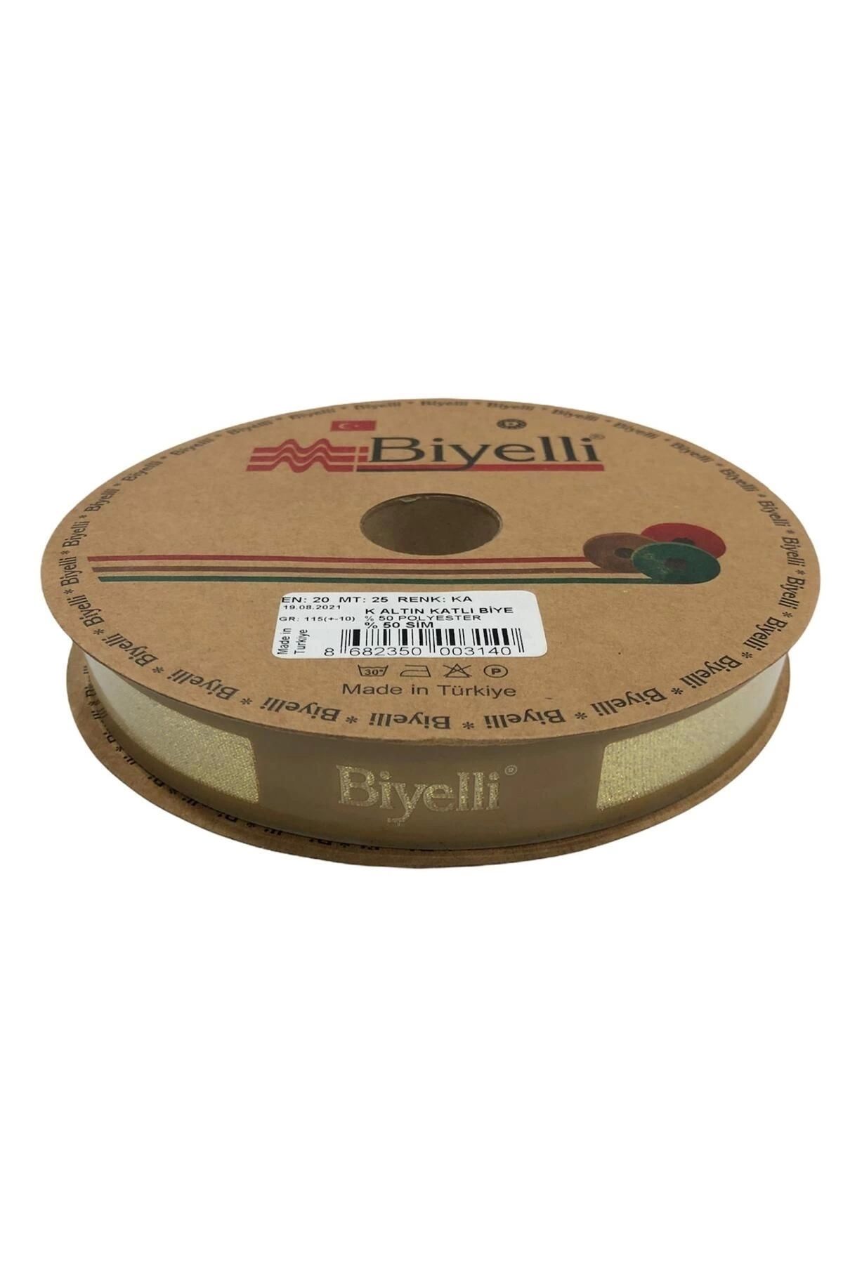P Parla Biye Simli Katlı Ka Altın 2 cm 25 Metre %50 Simli % 50 Polyester