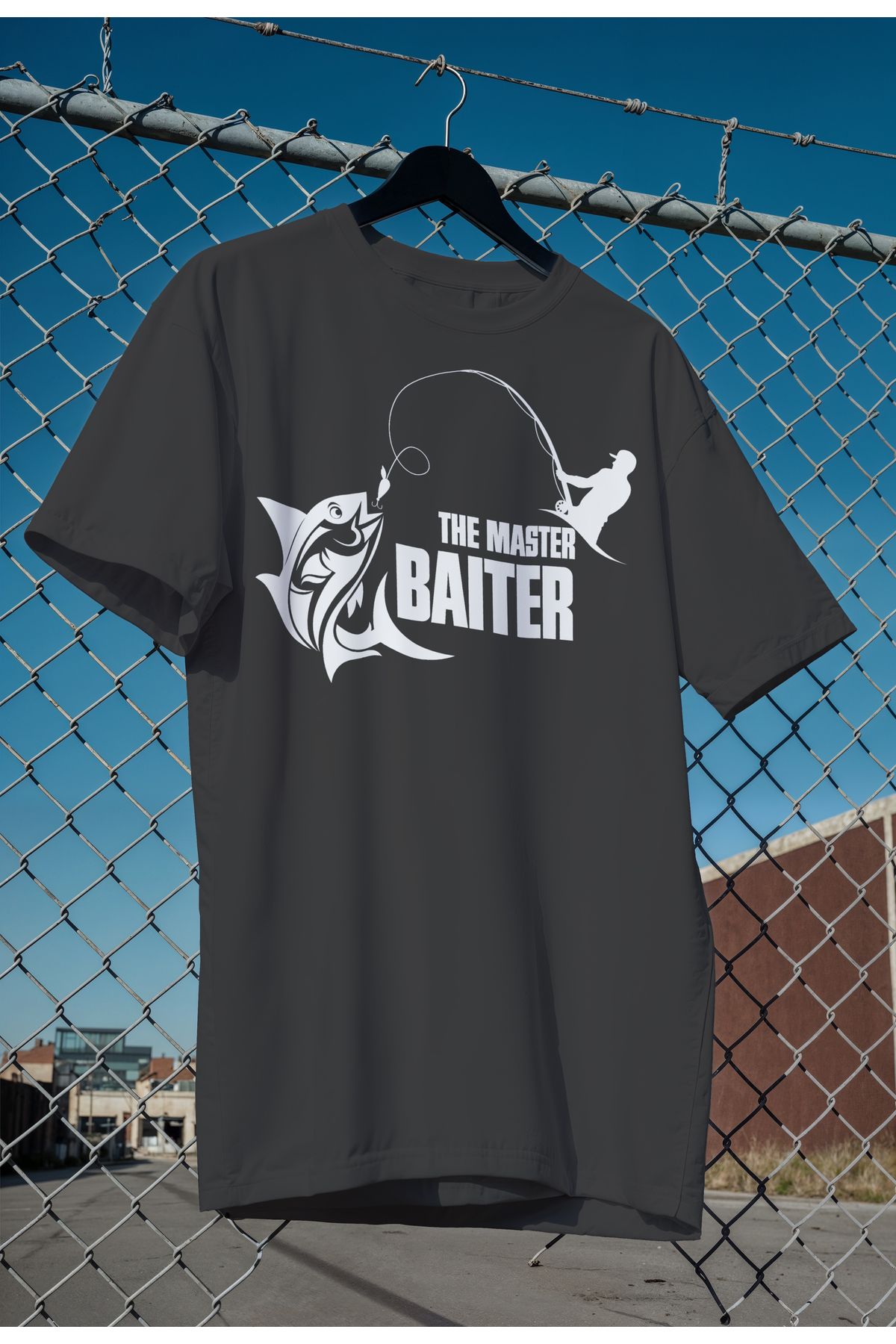 mooodcase Unisex Oversize Siyah T-Shirt Bisiklet Yaka Kısa Kollu Pamuklu The Master Baiter Desenli