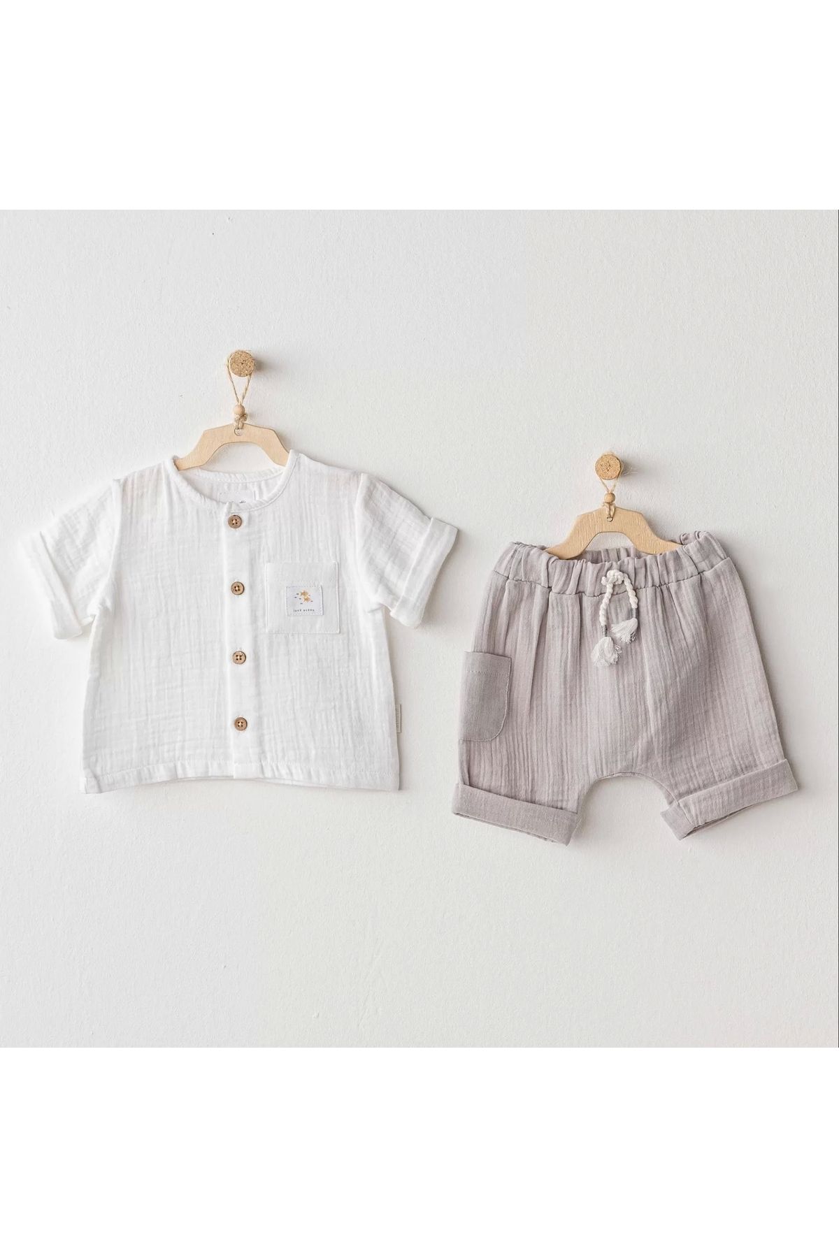 Moda Şahsenem Andywawa Ac25617 Ocean İs My Happy Place 2'li Takım Grey