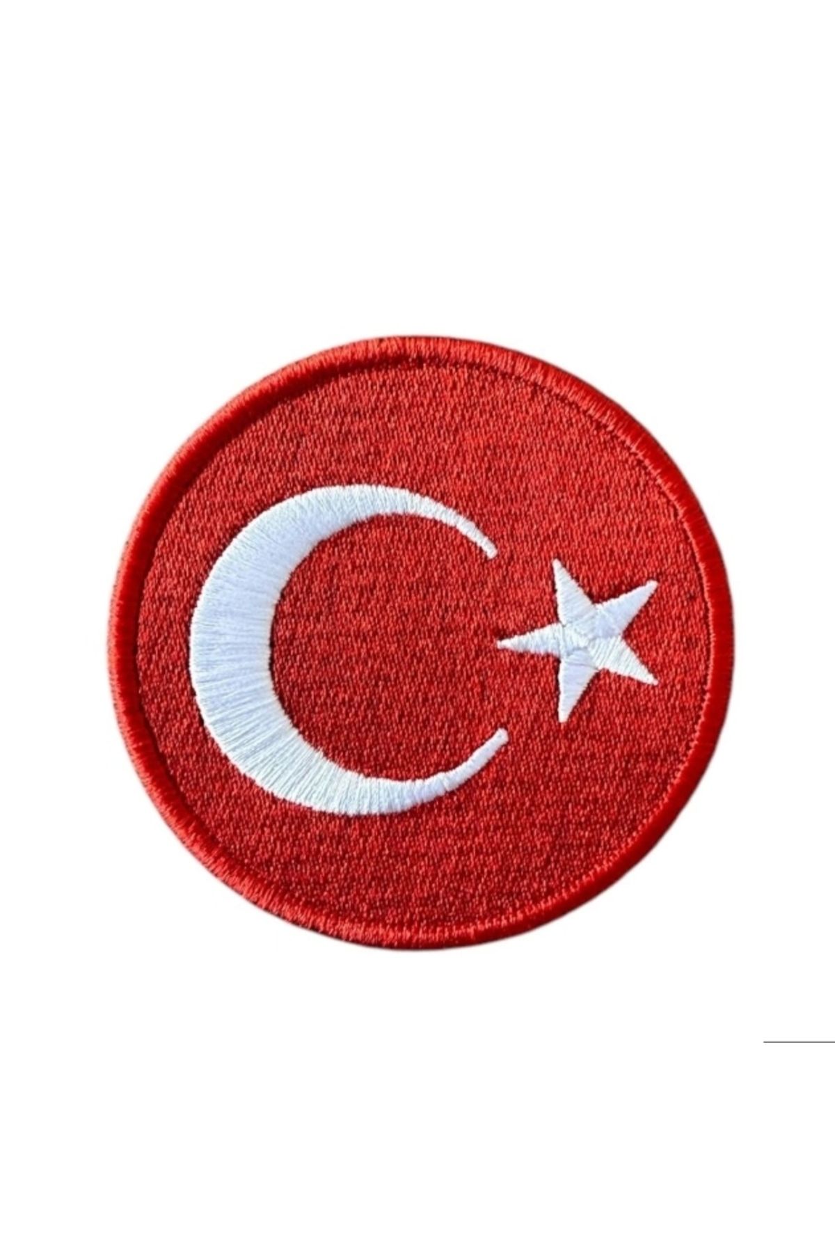 P Parla Aplike Ütü İle Yapışan Türk Bayrağı Yuvarlak Büyük Arma 5 cm