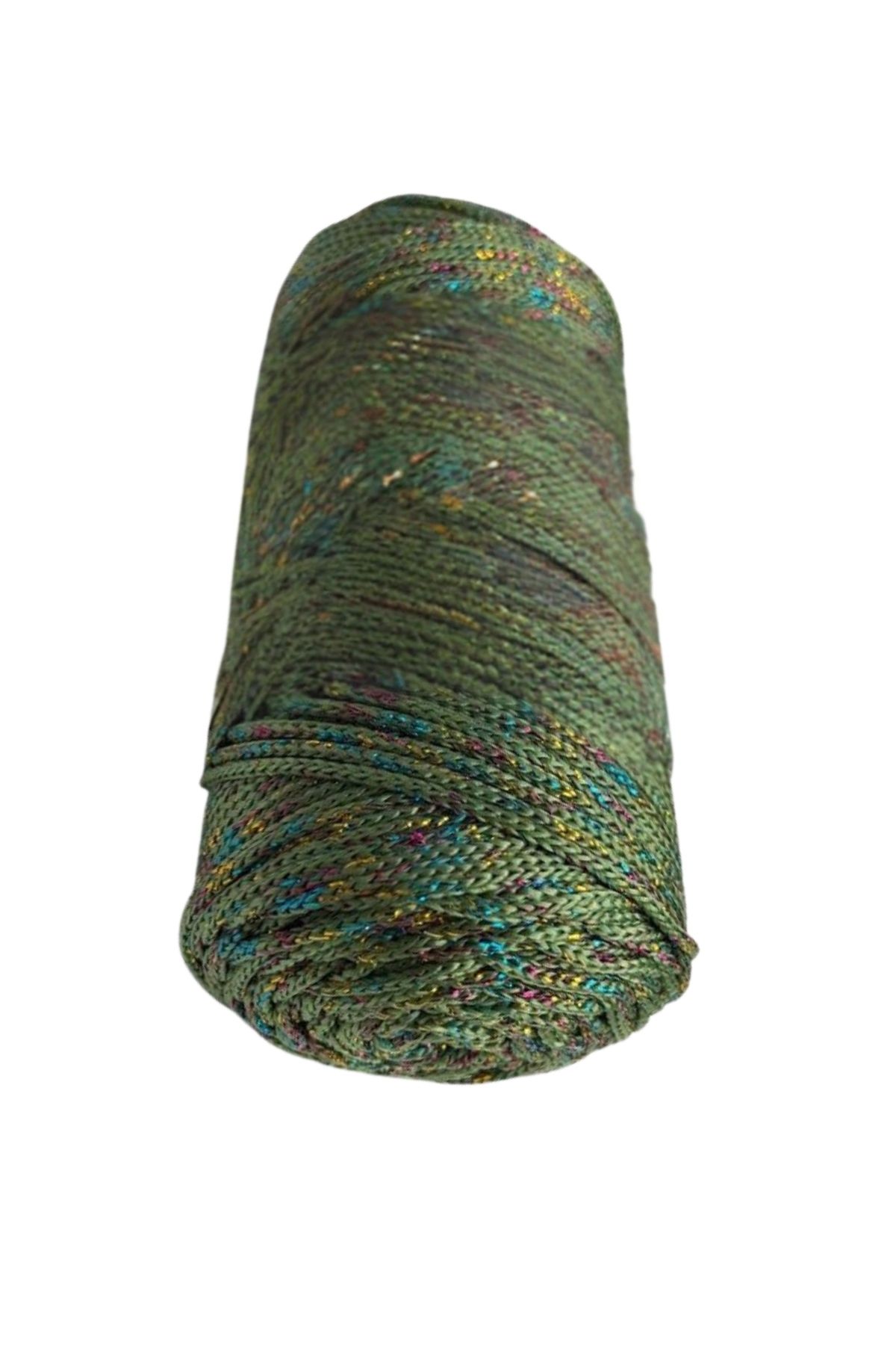 P Parla Makrome İpi 3mm Polyester Haki Simli