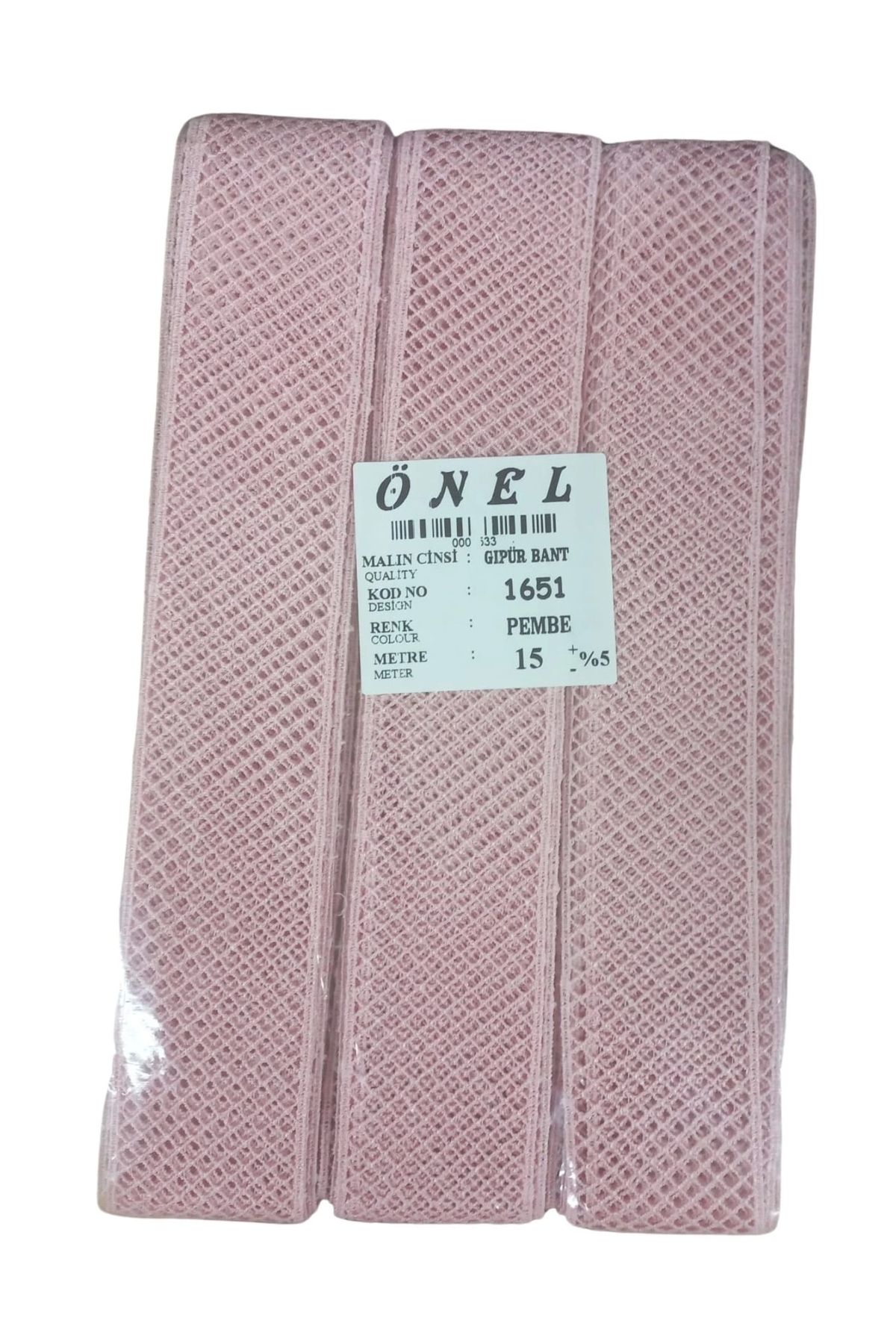 Genel Markalar Dantel Polyester Güpür Bant Pembe 15 Metre En 3 cm ON-1651-P