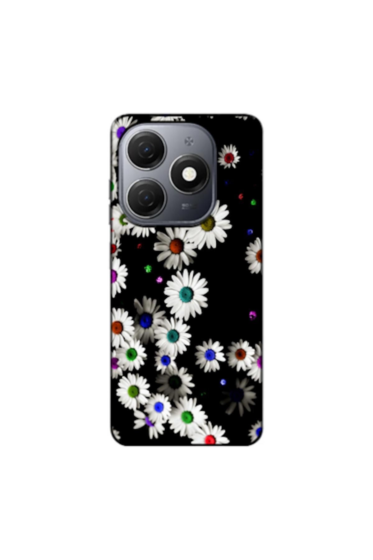Zebana TECNO Spark 20C Uyumlu Kılıf Papatya V1 Silikon Kılıf (Baskılı)