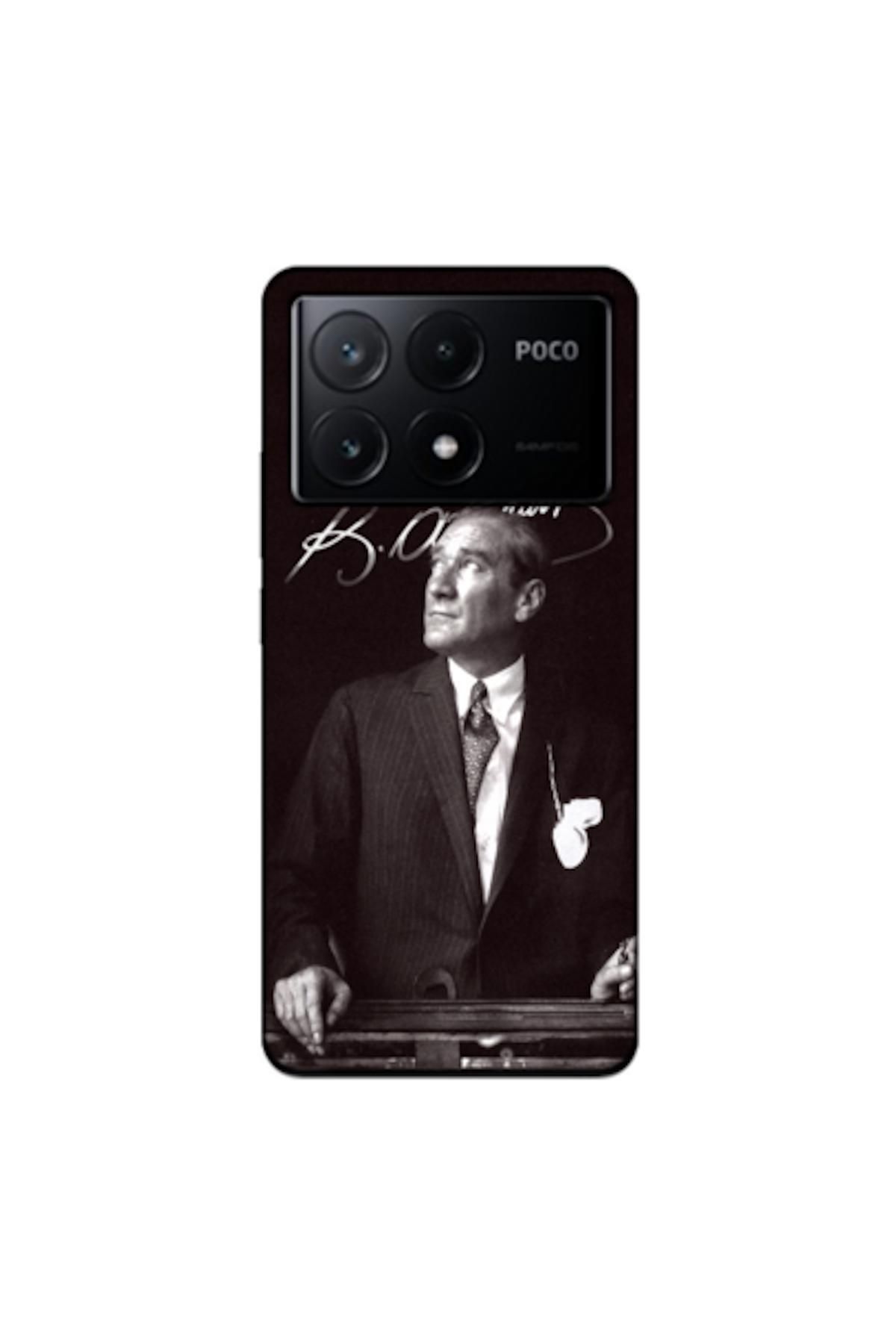 Zebana Xiaomi Poco X6 Pro 5G Uyumlu Kılıf Mustafa Kemal Atatürk Silikon Kılıf (Baskılı)
