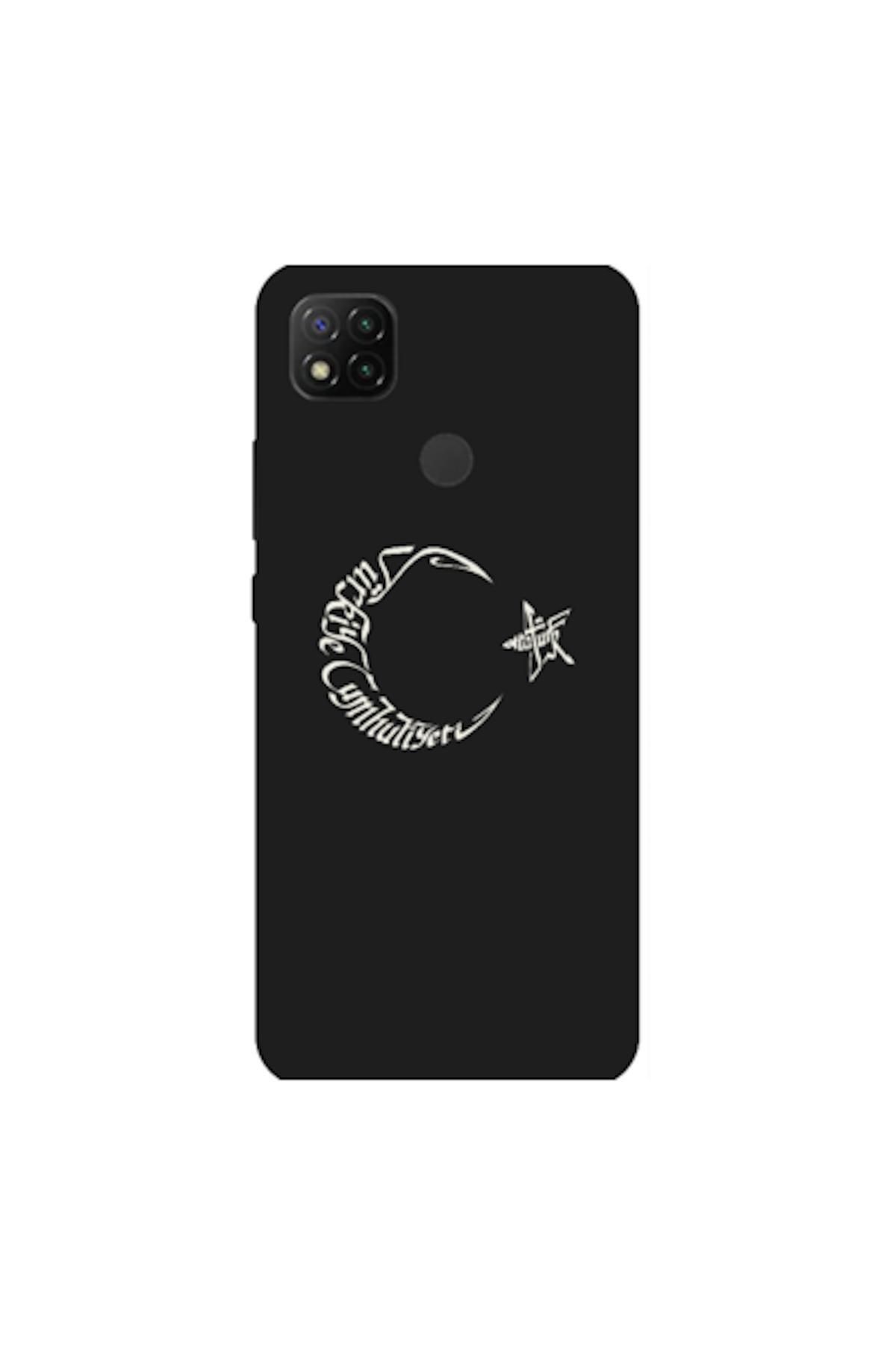 Zebana Xiaomi Redmi 10A Uyumlu Kılıf Ay Yıldız ve Atatürk Silikon Kılıf (Baskılı)