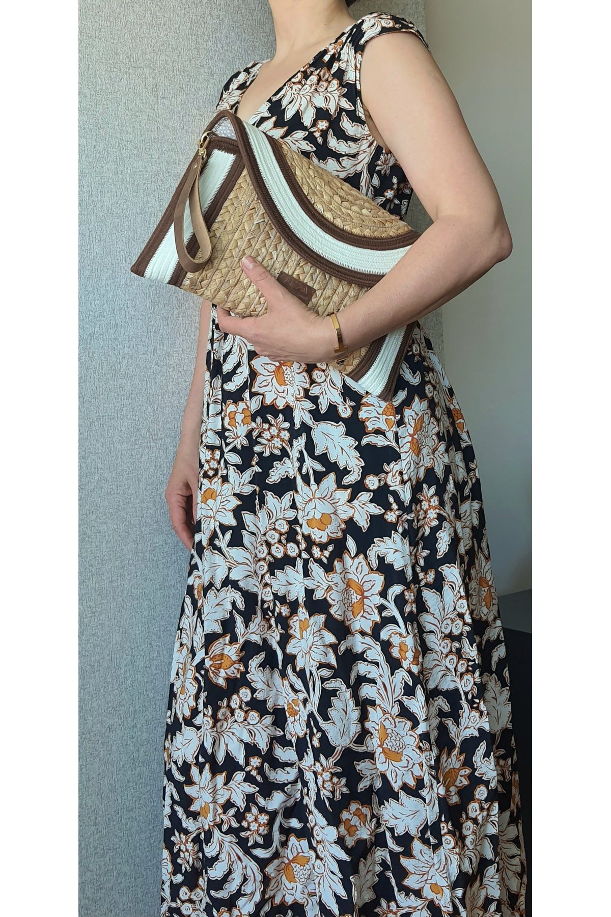 PUPA Atelier PUPA Hasır Clutch,Kadın El Çantası, Portföy Çanta, Omuz Çantası