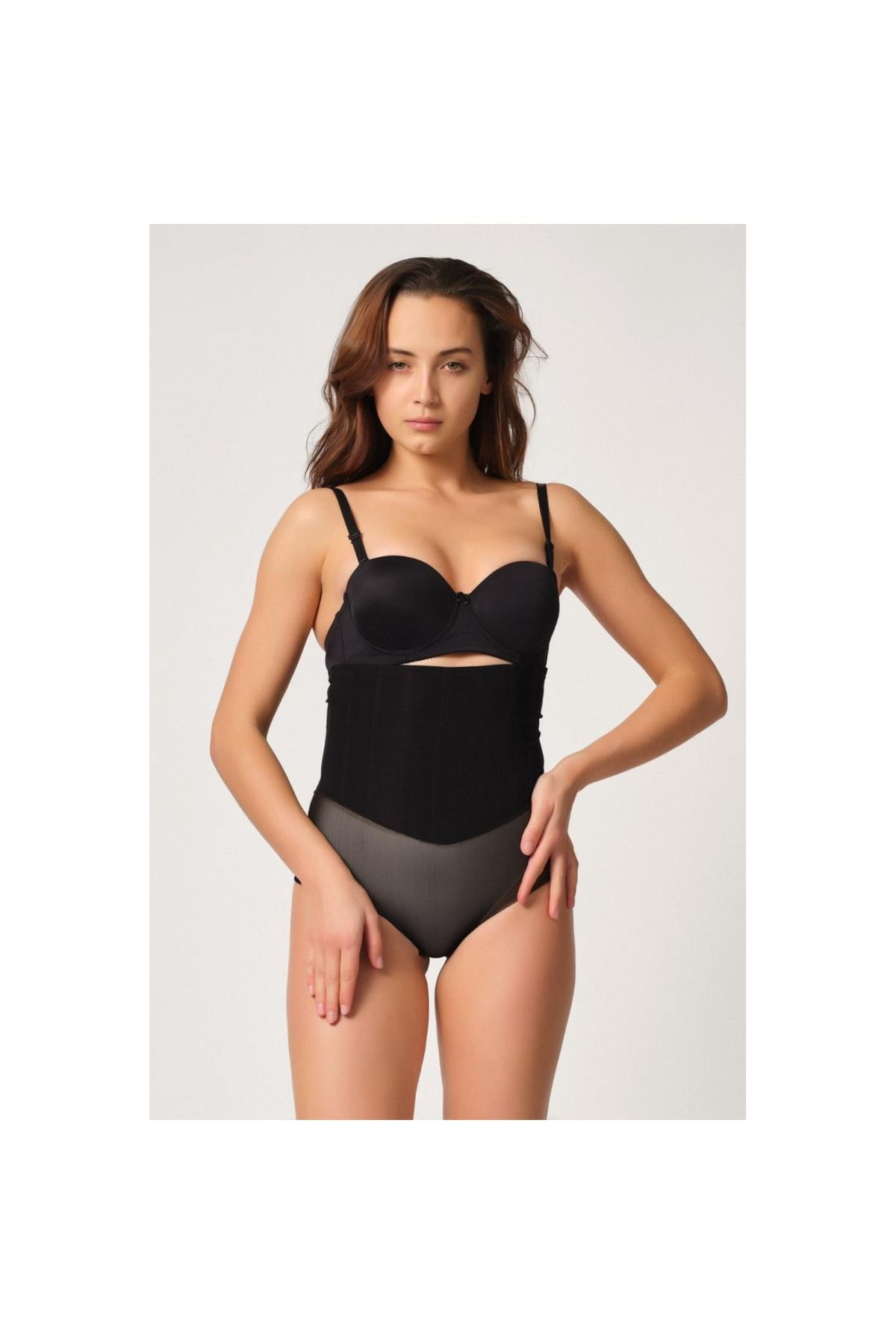 Narnuga MİRAXX SİYAH MI Emay 2945 Tül Karyokalı Slip Lazer Korse