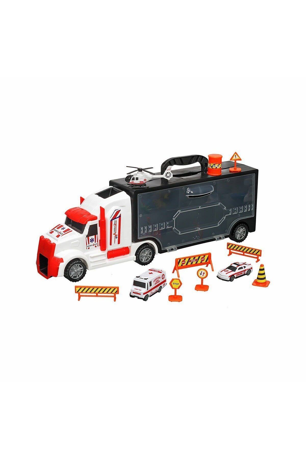 melfxxl eticaret ERN-877 HEROES TOYS ÇANTALI AMBULANS TAŞIYICI TIR SETİ