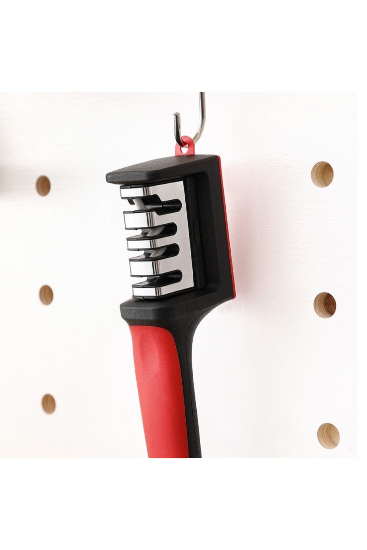 ECARLA-Knife and scissors sharpener, multifunctional, black with red, 4 levels, KU01 5