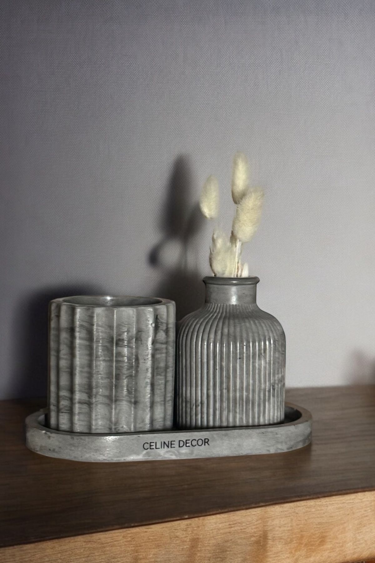 Celine Decor 3 Lü Gri Obje Set