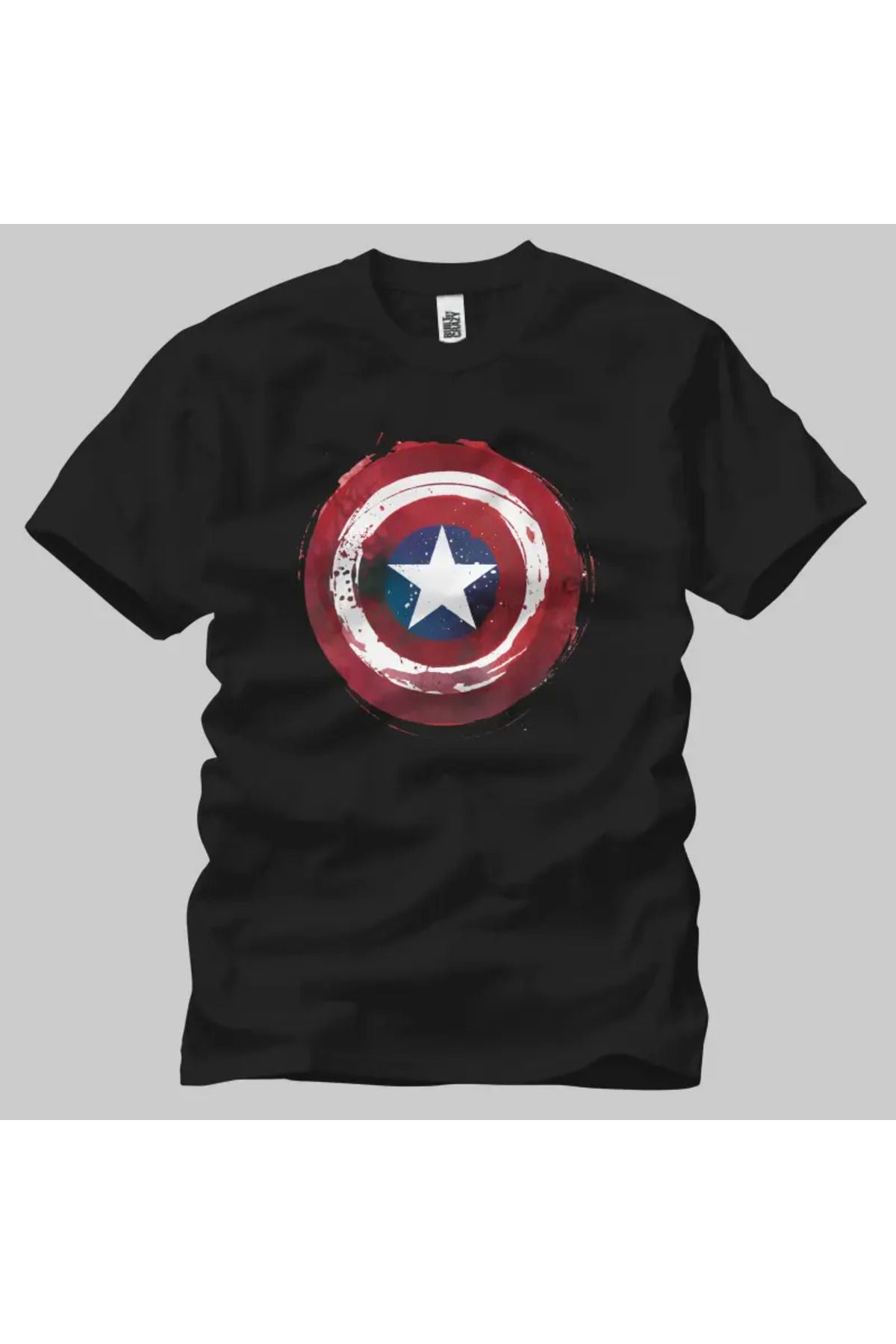 Built By Crazy Captain America Icon Distort Unisex Tişört