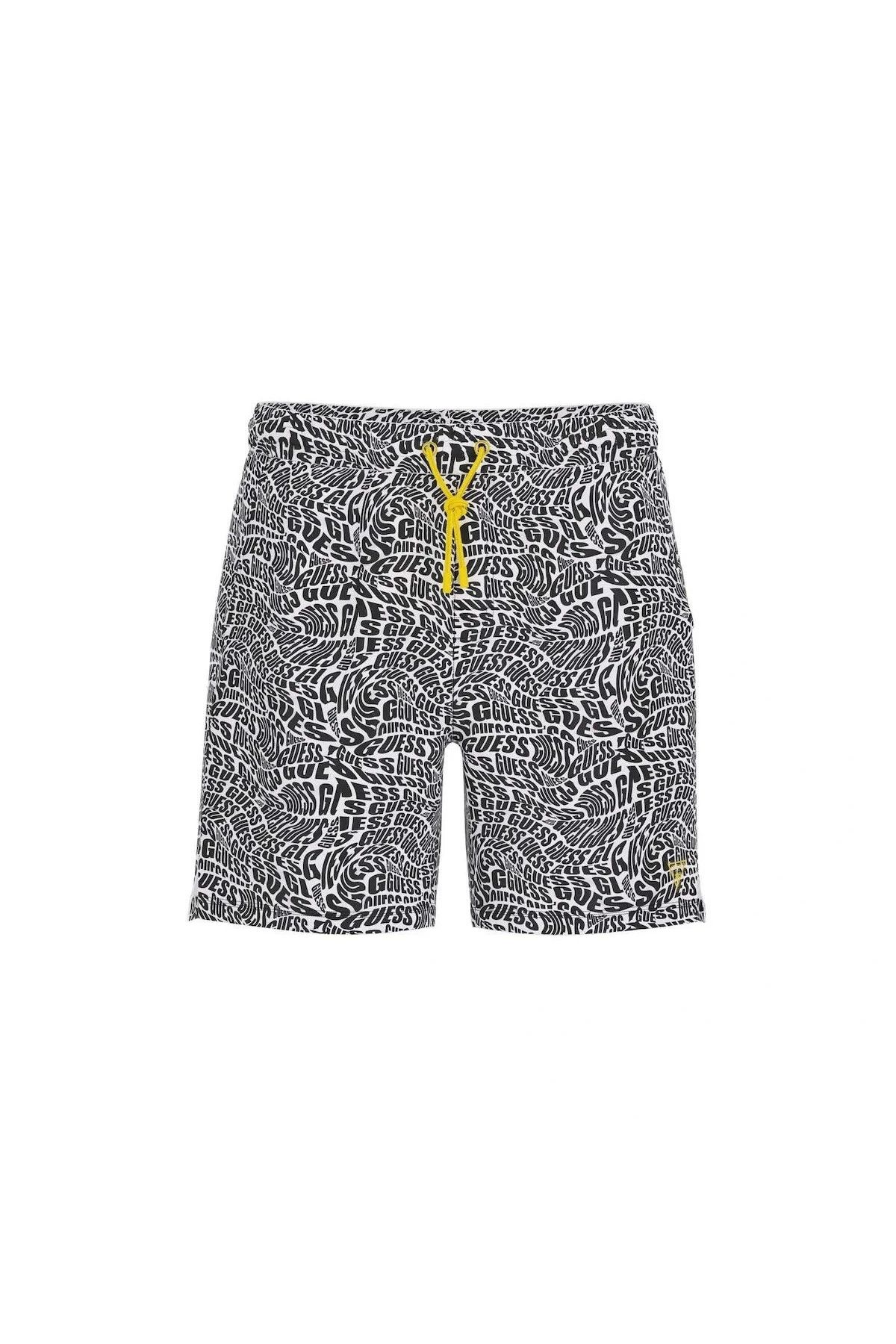 Guess Swımtrunk Medıum Dıstorted 100 Erkek Siyah Şort F5GT04WG2D2-PJ0V