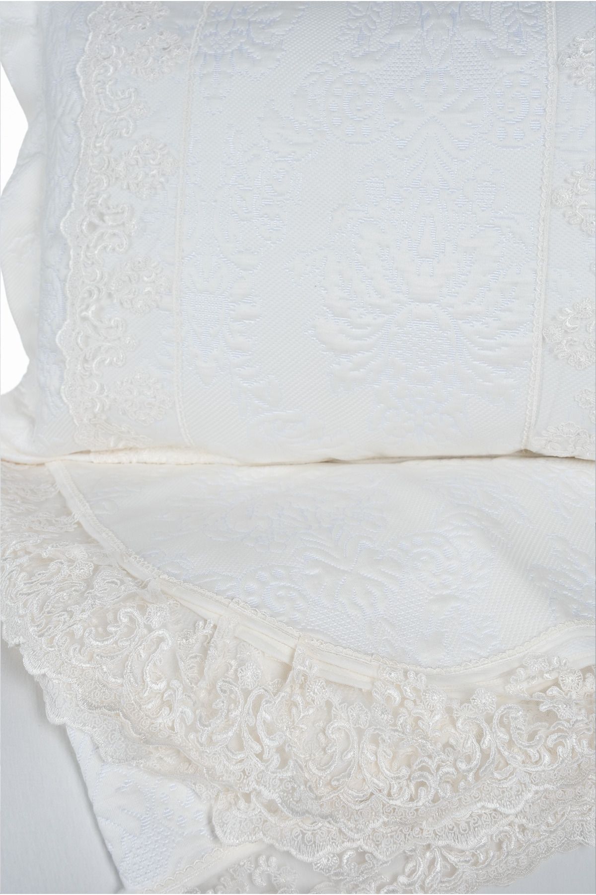 GAMA HOME-Jacquard Lace and Fringe Double Bedspread / with Special Design Bag / Different Patterns 6