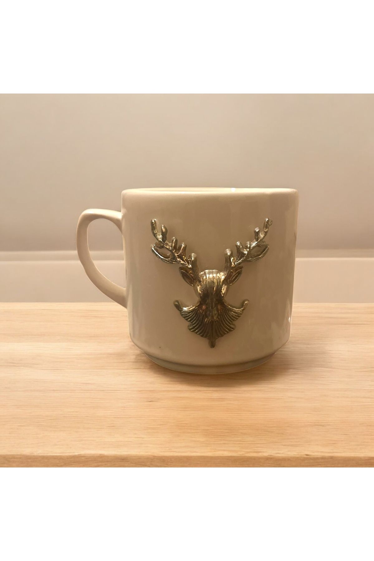 Giftorium Group Gümüş Renkli Geyik Motifli Kupa Bardak Mug 200 Ml