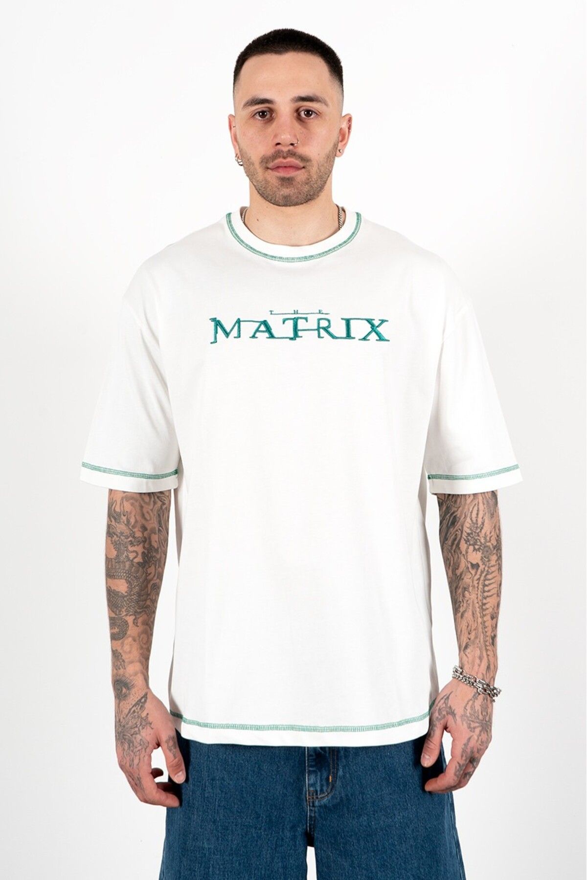 PULLMARK The Matrix Oversize Beyaz Erkek Tişört