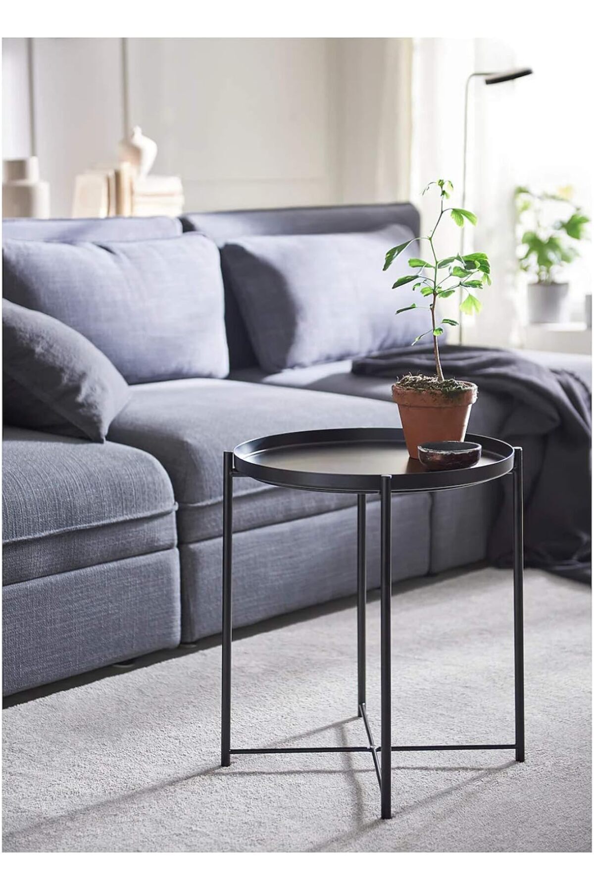 طاولة جانبية دائرية مقاومة للصدأ والماء، طاولة بجانب السرير لغرفة المعيشة وغرفة النوم من بونكا