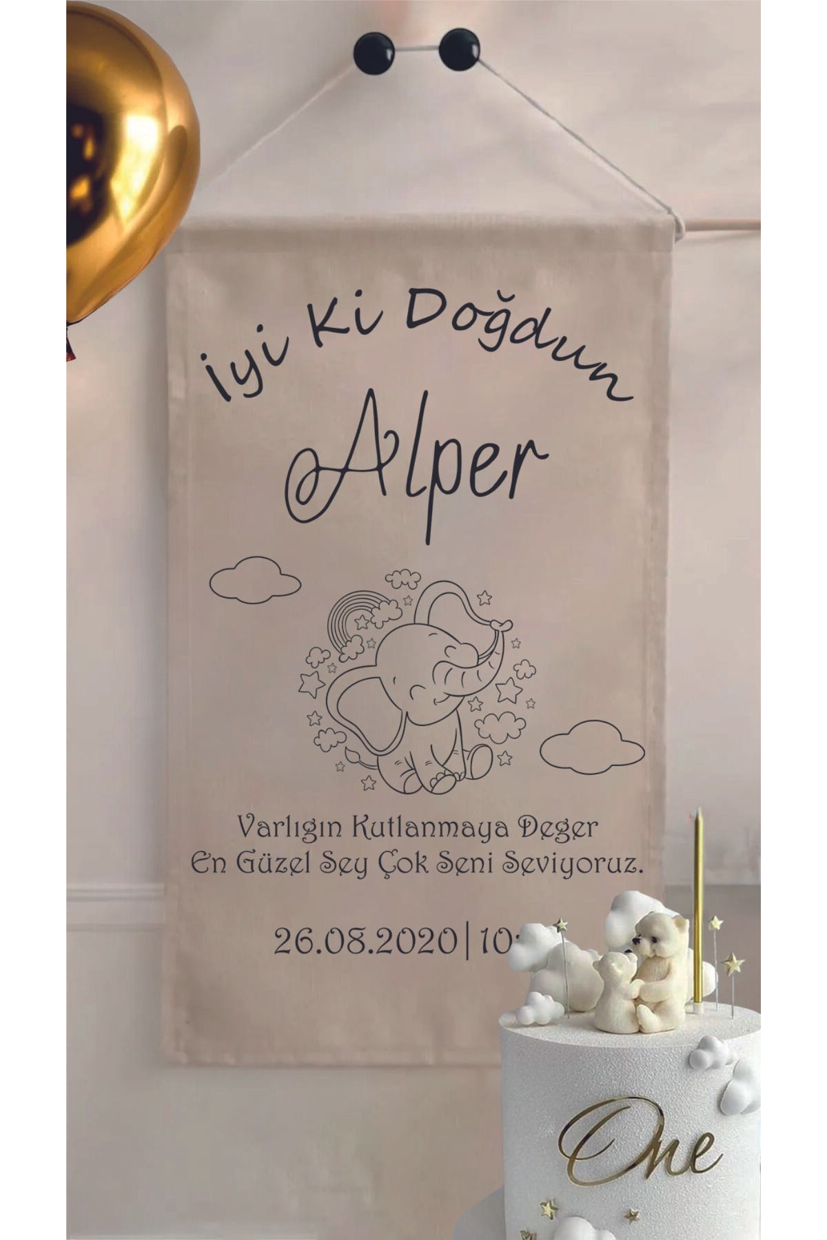 Baskı Madeni CANVAS KUMAŞ 70X100 CM DOĞUM GÜNÜ FLAMASI -İSME ÖZEL KİŞİSELLEŞTİRİLEBİLİR DOĞUM GÜNÜ AFİŞİ-PANKARTI