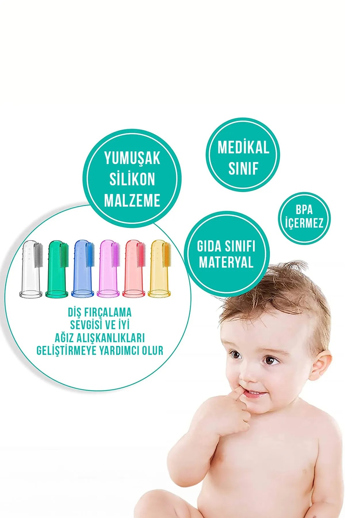 acilpetmama Silikon Parmak Bebek Diş Kaşıyıcı ve Şeffaf Yumuşak Fırça Kutulu Oyuncak Erkek ve Kız Ürünleri fotoğrafı 7 (önizleme)