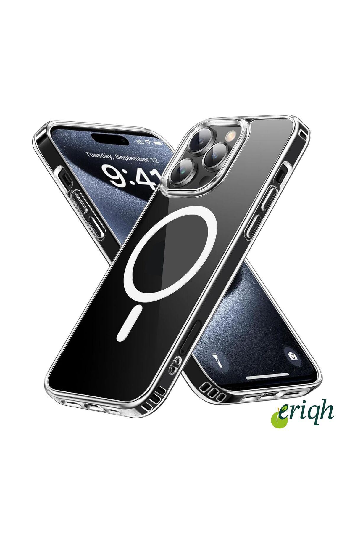 eriqh Apple iPhone 11 pro max Uyumlu Kılıf Magsafe Kablosuz Şarj Destekli Sert Şeffaf Kapak