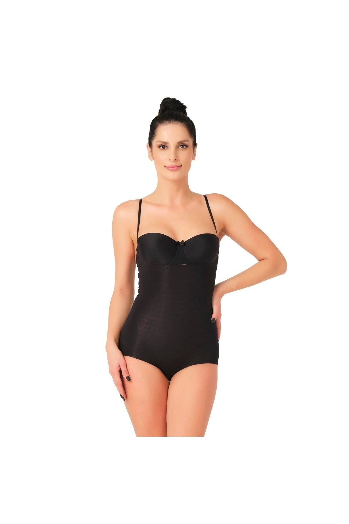 Marsilyan MODLİVE SİYAH MI Emay 2723 Lazer Kesim Göğsü Açık Slip Korse