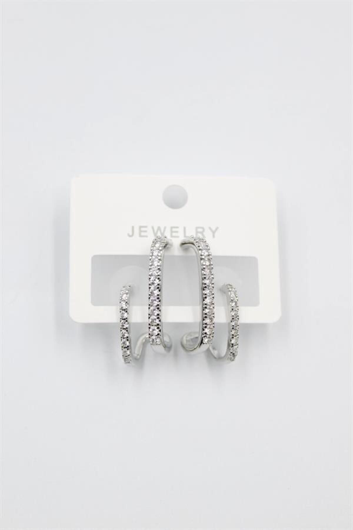 Royaleks-Jewelled Earrings - Silver 1