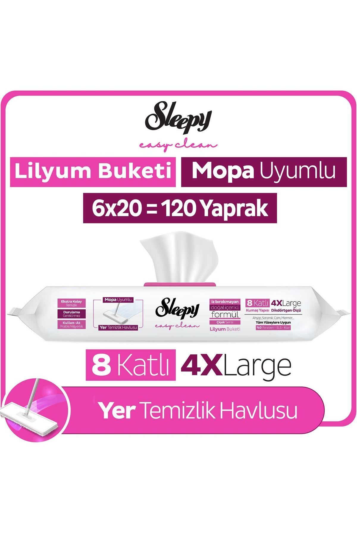 Sleepy Easy Clean Lilyum Buketi Mopa Uyumlu Yer Temizlik Havlusu&Mendili 6X20 (120 Yaprak)