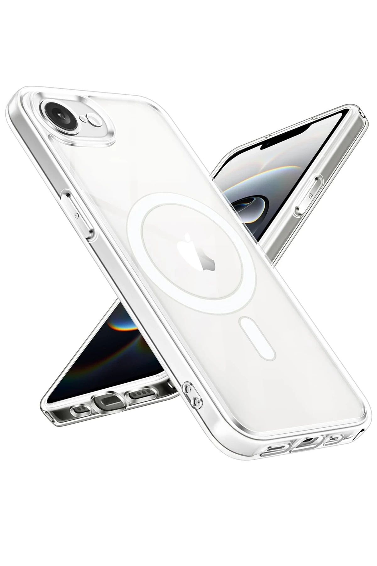 NewFace iPhone 16E Uyumlu   Kılıf Magneticsafe Şeffaf Silikon - Şeffaf YKTSN