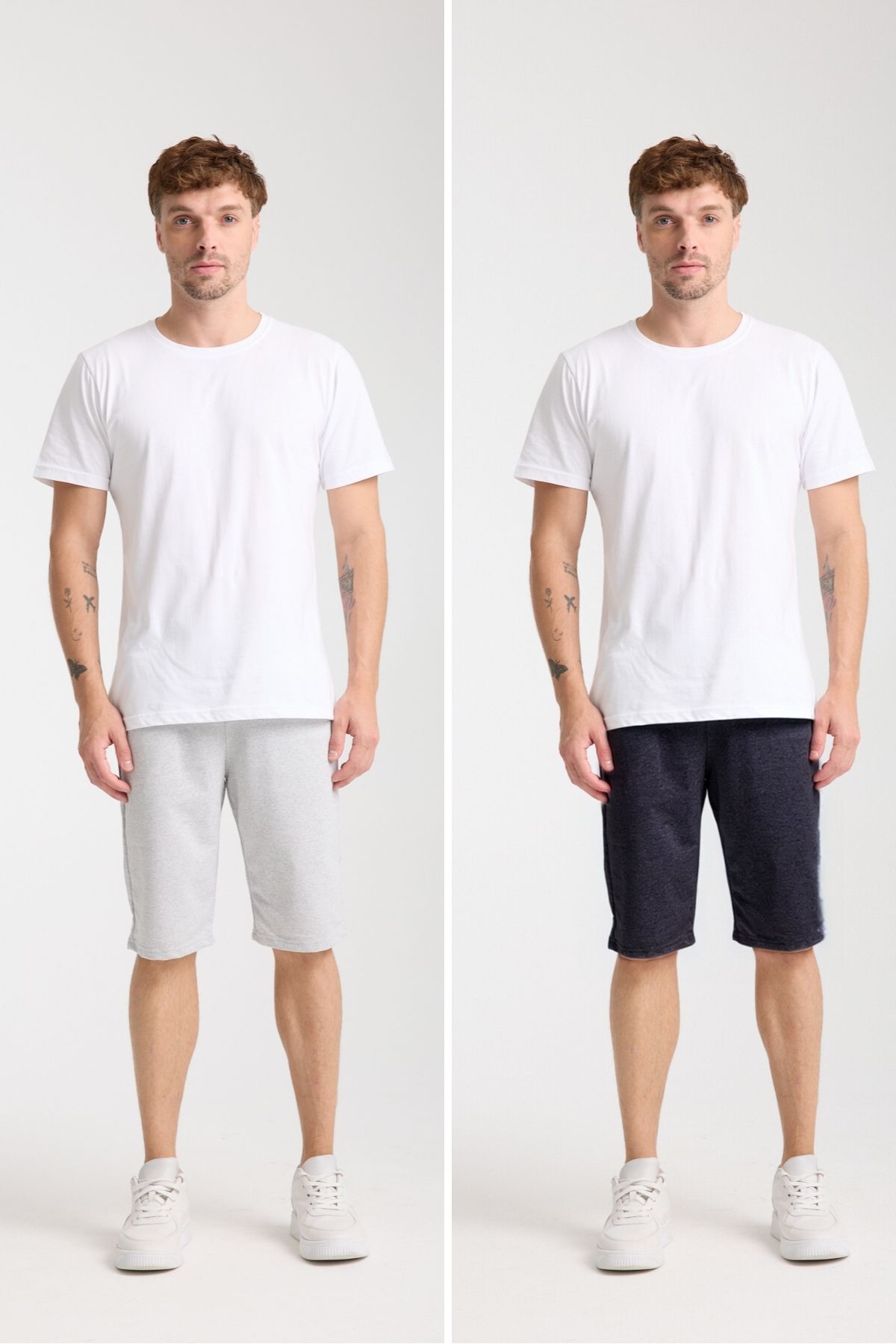 VERSCOVE Erkek maxi boy 2 li avantaj set yan cepli belden bağcıklı basic penye şort