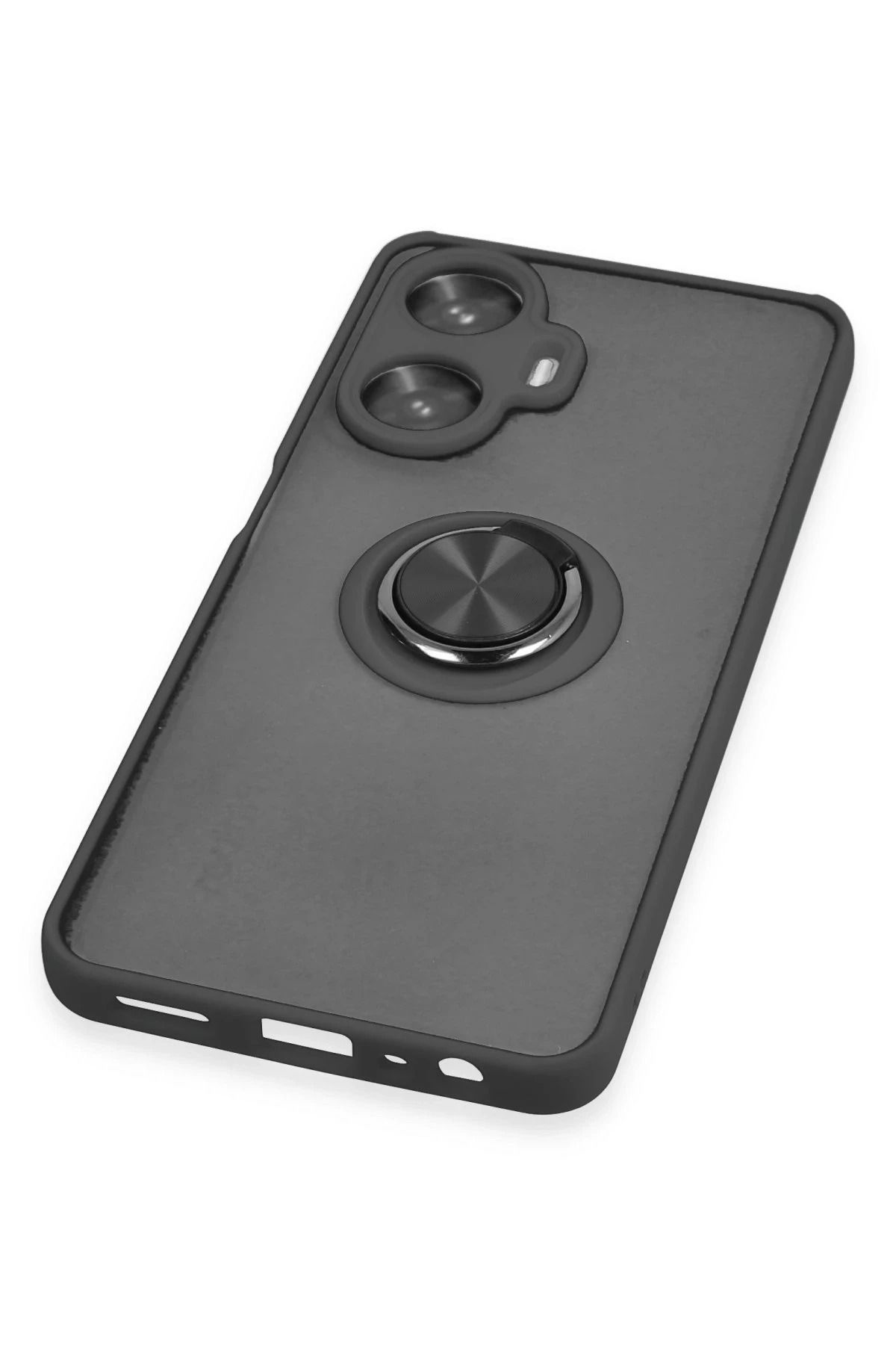NewFace Realme C55 Kılıf Montreal Yüzüklü Silikon Kapak - Siyah MRAYD