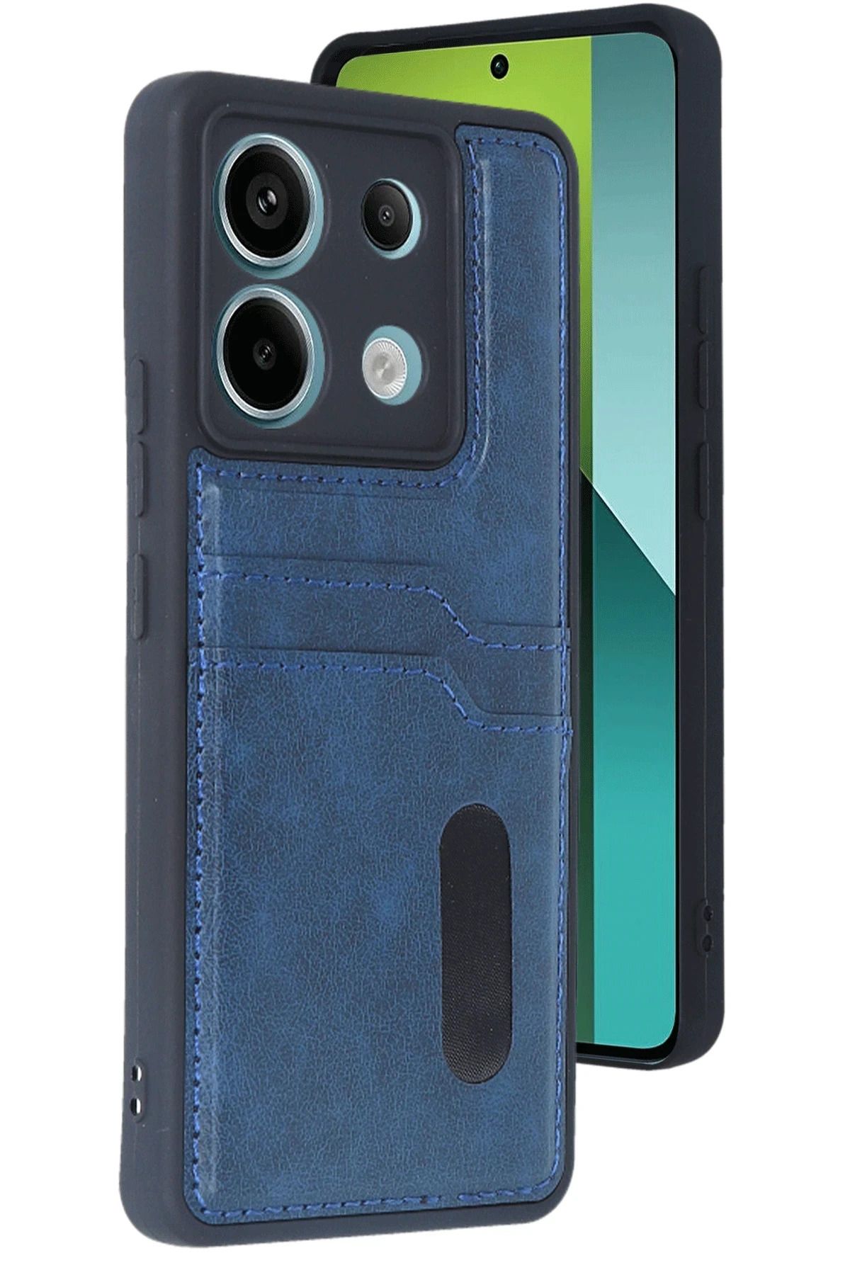 NewFace Xiaomi Redmi Note 13 Pro 5G Kılıf Sara Kartvizitli Deri Kılıf - Lacivert MRAYD