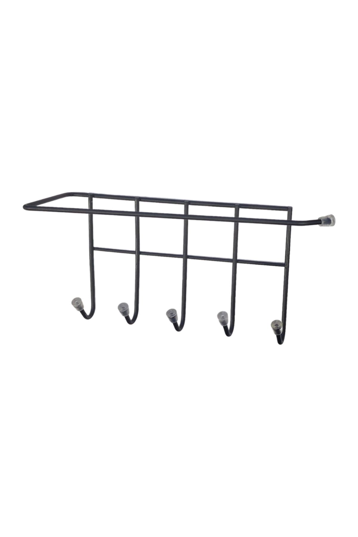 flores Cuier Metalic Cu 5 Agatatori Si Suport Pentru Hartie, Prindere Cu Adeziv, Sy076b, 260 Mm, Negru Mat - Mărime unică
