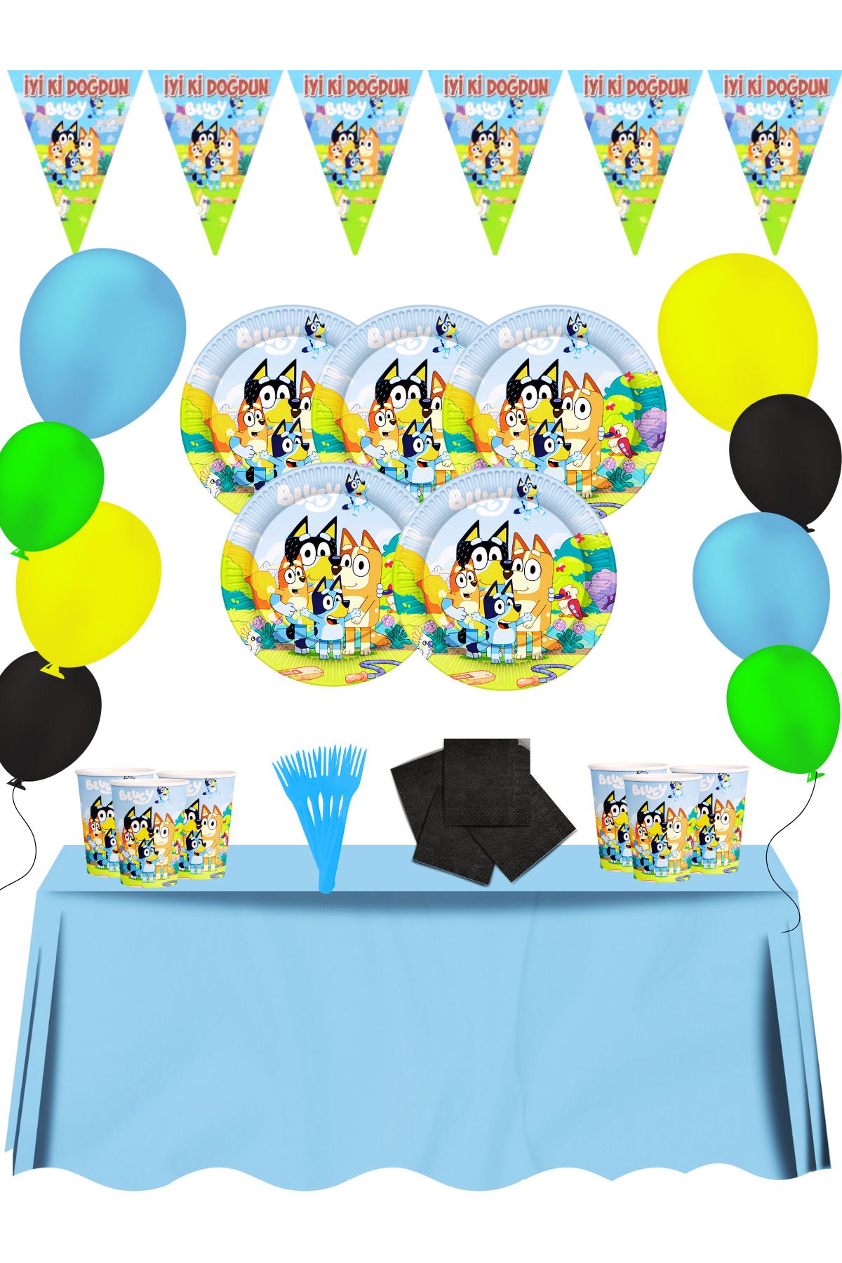 snowparty Bluey Doğum Günü Parti Malzemeleri Süsleri Seti