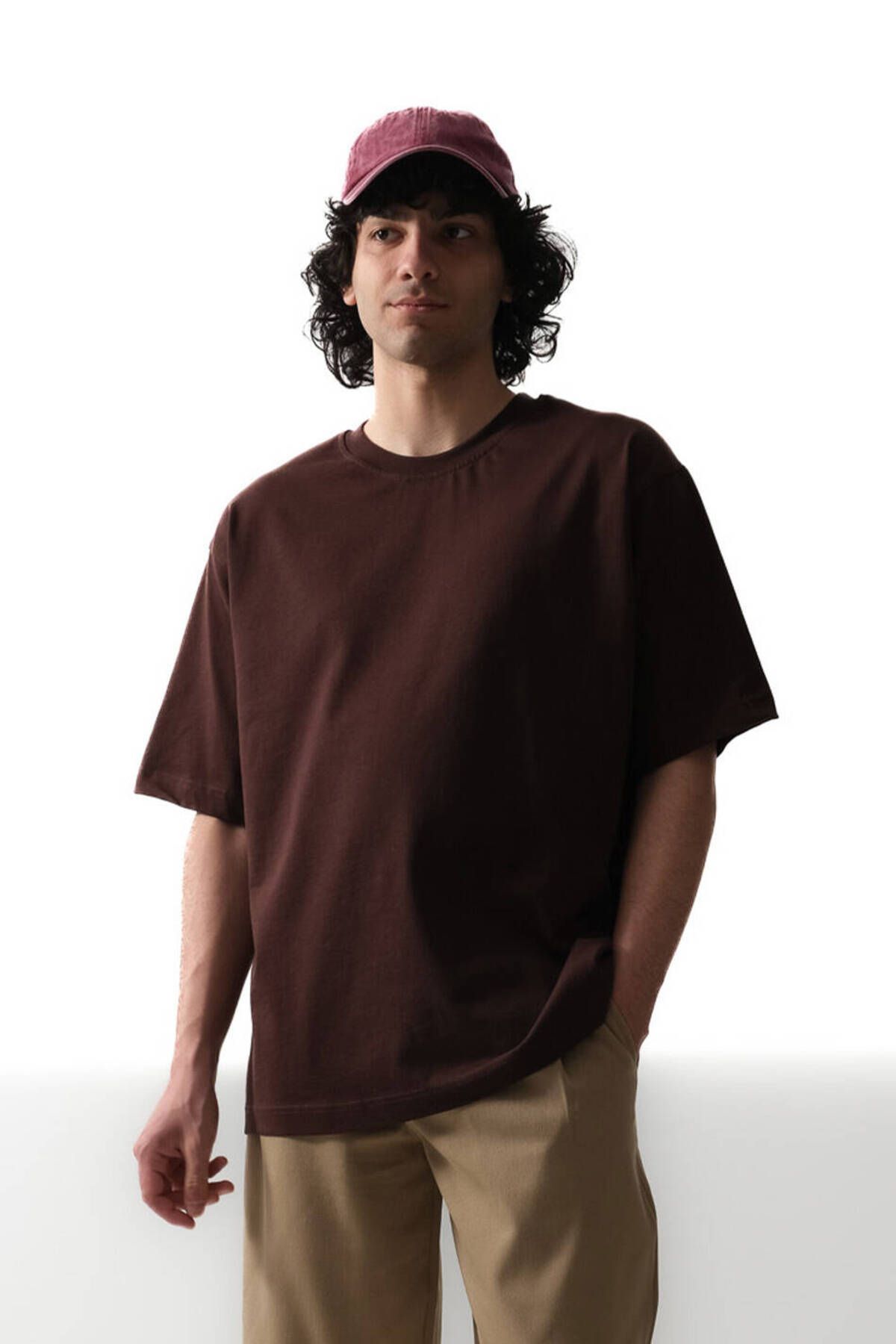 1887CLO Acı Kahve Basic Oversize Tişört