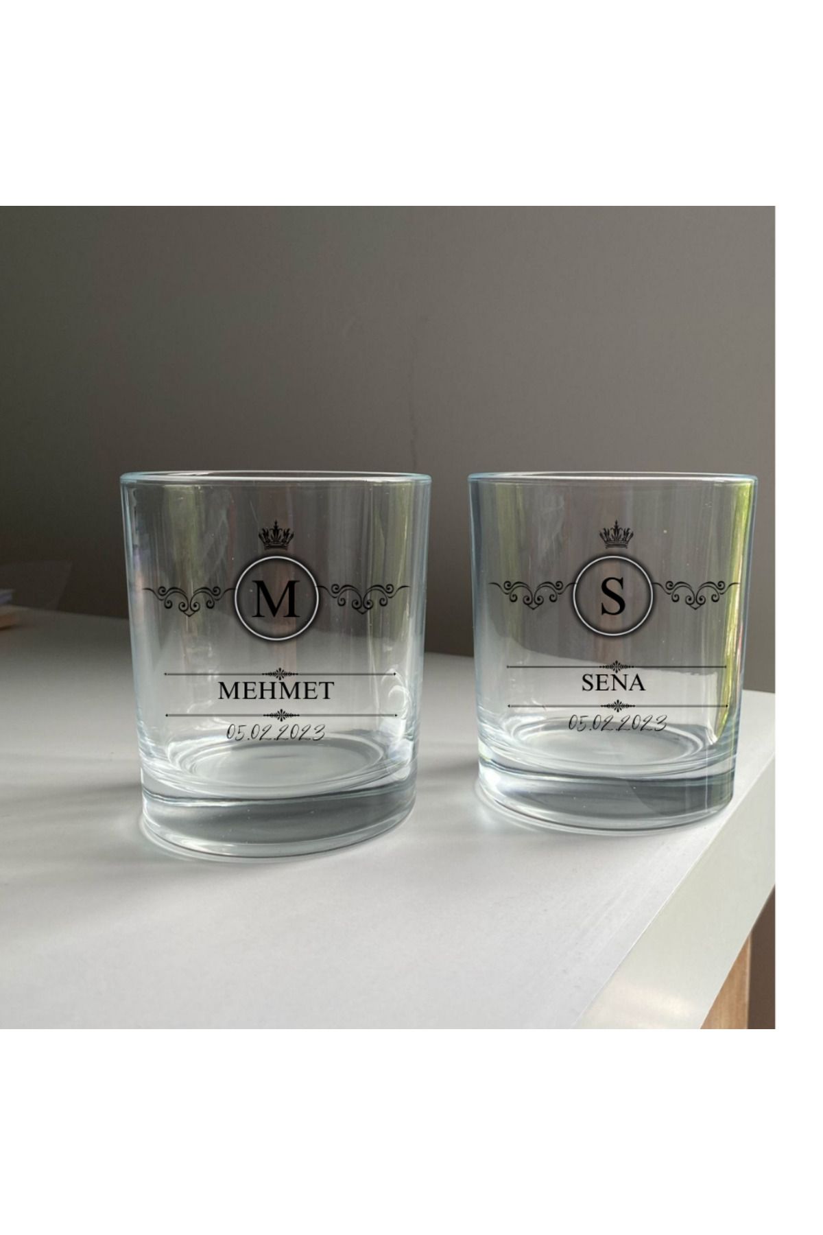 designard Kişiye Özel Tasarım İsimli Viski Bardağı 2'li Çift Bardağı