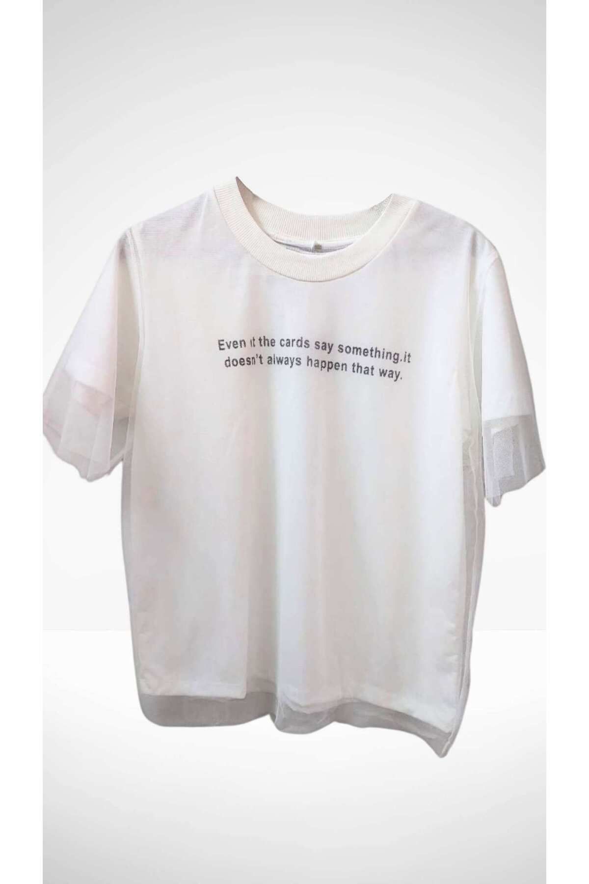 STLB Baskılı Tüllü Penye T-Shirt