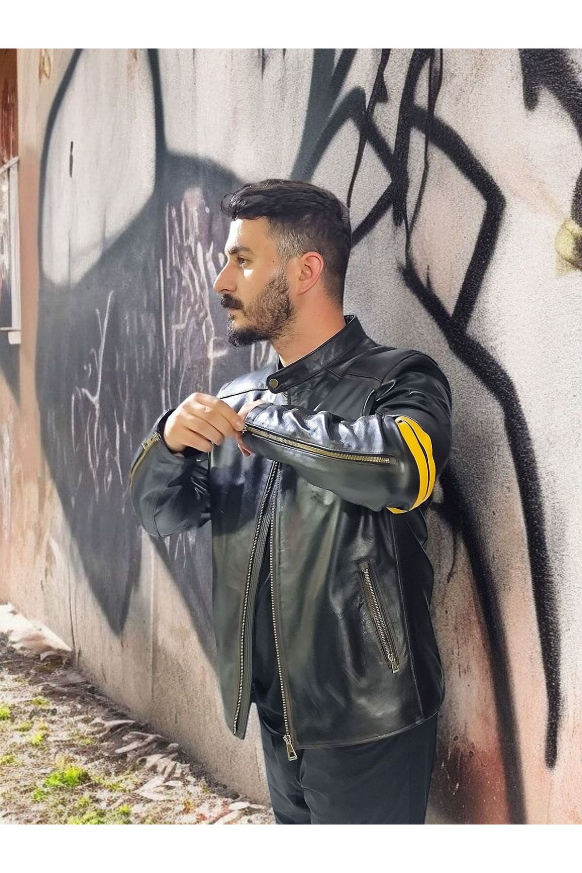 Deri Ceket ERKEK ESKİTME VİNTAGE DERİMONT PREMİUM KALİTE % 100 KUZU DERİSİ