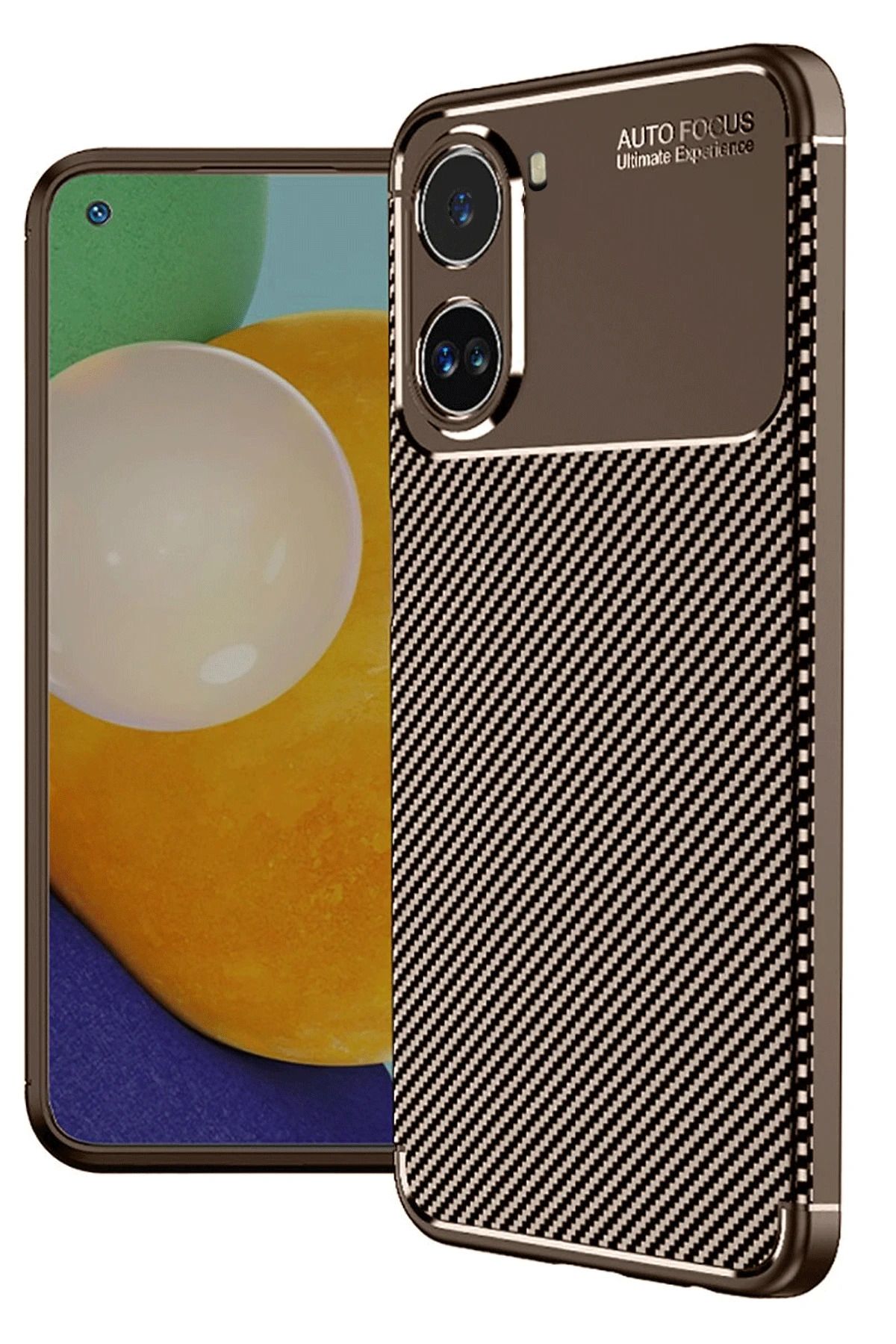 NewFace Xiaomi Poco X7 Pro Kılıf Auto Focus Karbon Kapak - Kahverengi MRAYD