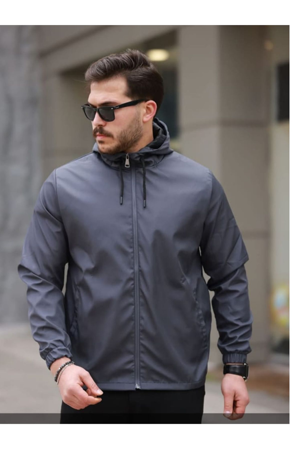noirsecret Unisex Içi Astarlı Su Geçirmez Rüzgara Dayanıklı Kapüşonlu Cepli Yağmurluk - Rüzgarlık