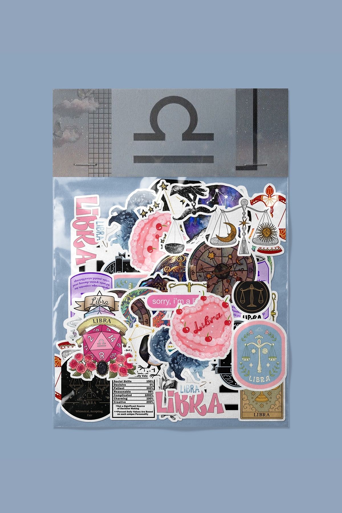 dadi ramba Terazi Burcu Sticker paketi -Bullet Journal - Ajanda -Laptop Etiket Çıkartma