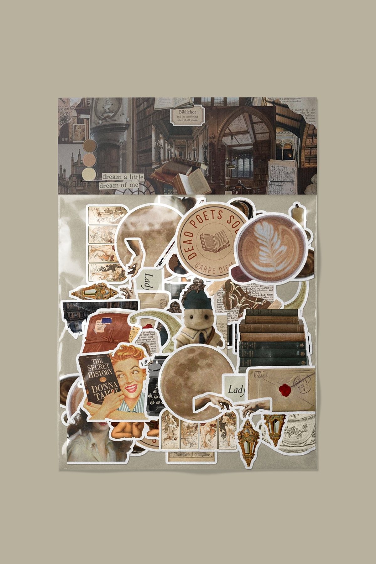 dadi ramba Vintage Academy Sticker paketi -Bullet Journal - Ajanda -Laptop Etiket Çıkartma
