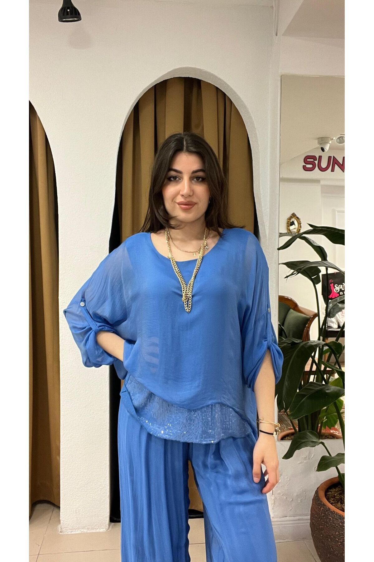 SUNAYBUTİK MAVİ İTHAL SALAJ TAKIM-Mavi - Standart