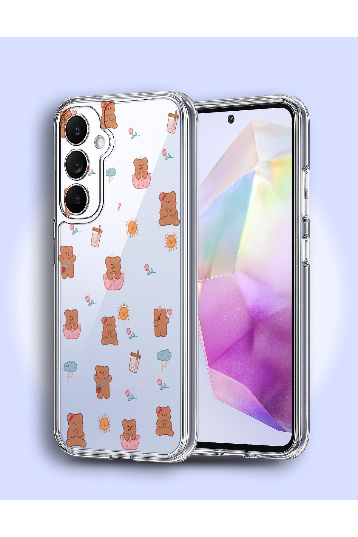 Caseji Samsung Galaxy A55 Uyumlu Köşe Korumalı Şeffaf Baskılı Kılıf