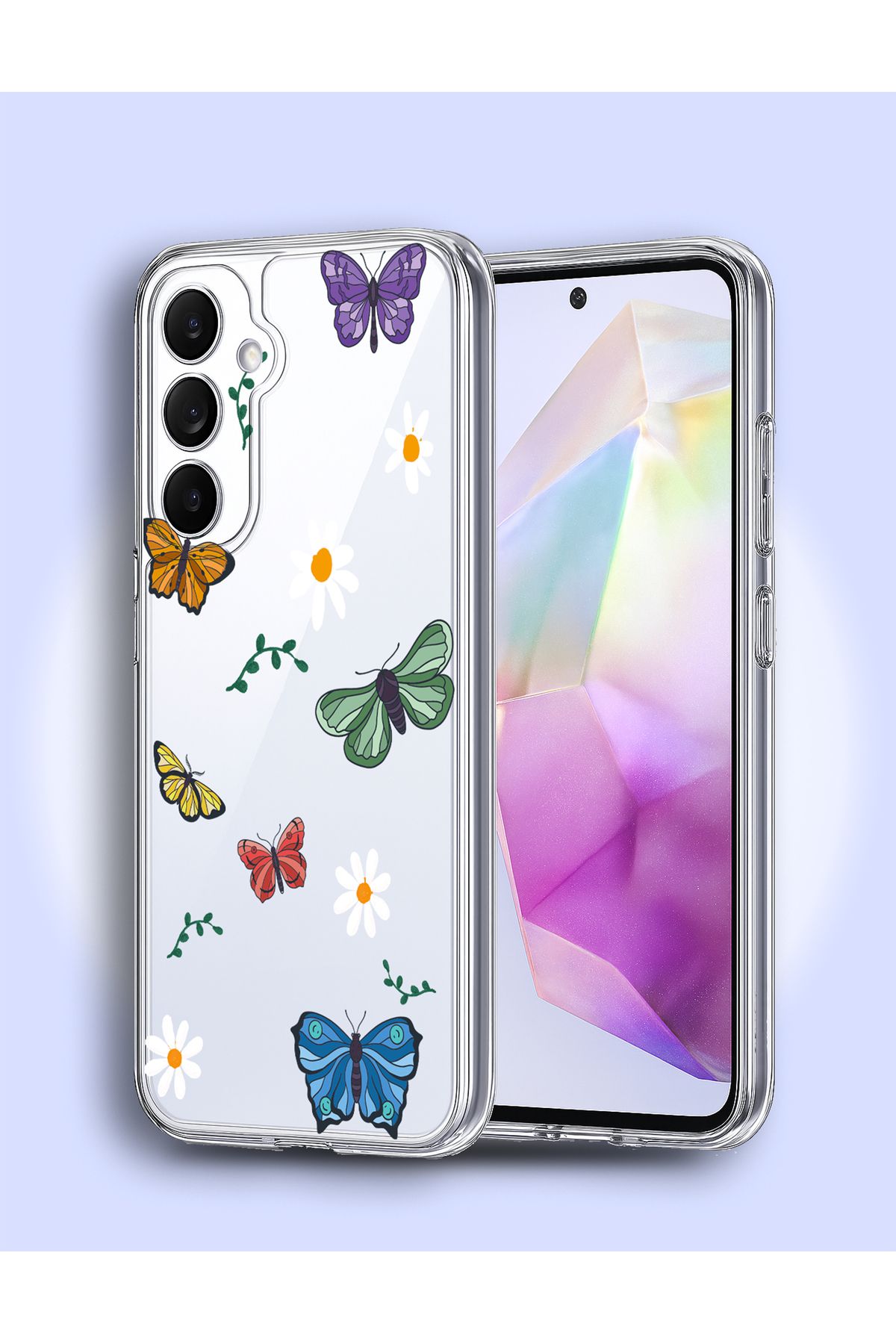 Caseji Samsung Galaxy A55 Uyumlu Köşe Korumalı Şeffaf Baskılı Kılıf