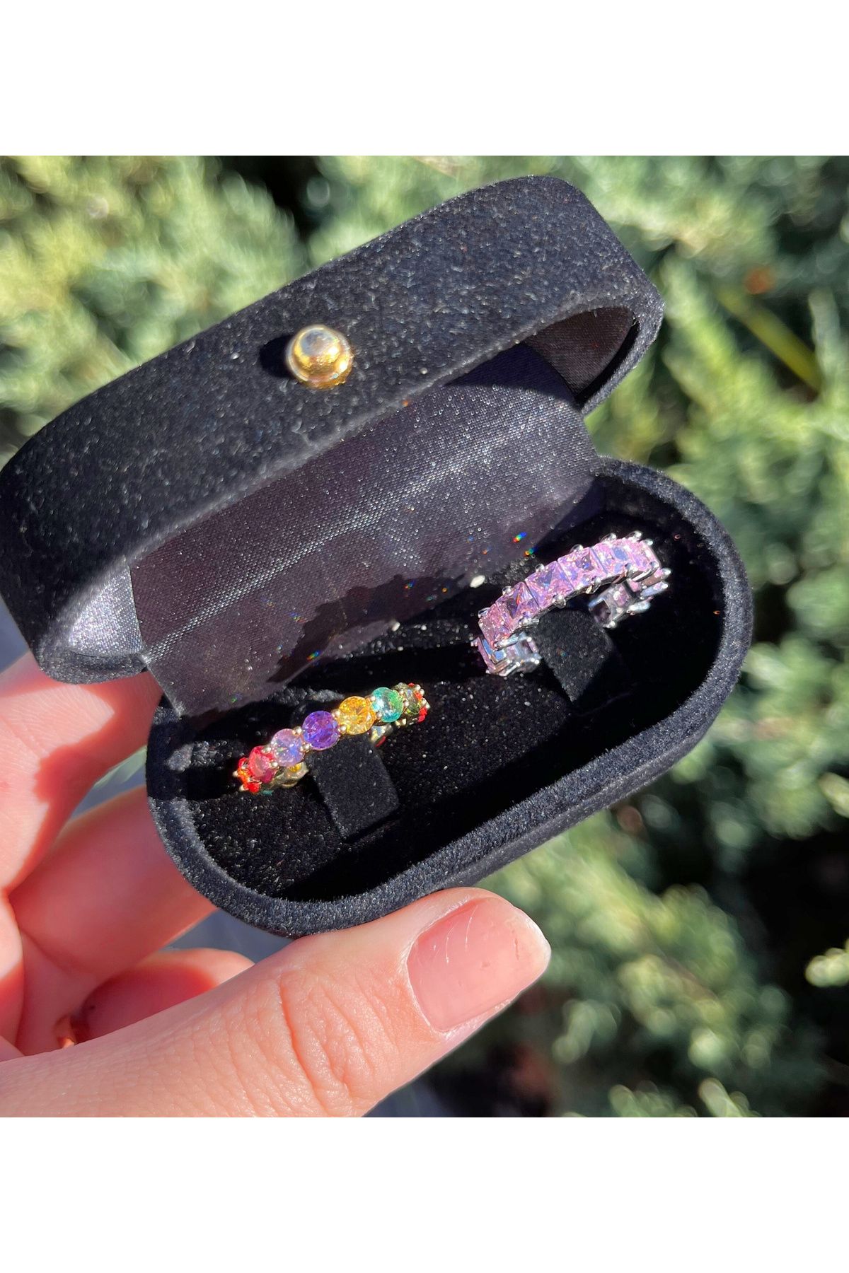 JEWELRY Altın Kaplama Renkli Ayarlanabilir Yüzük