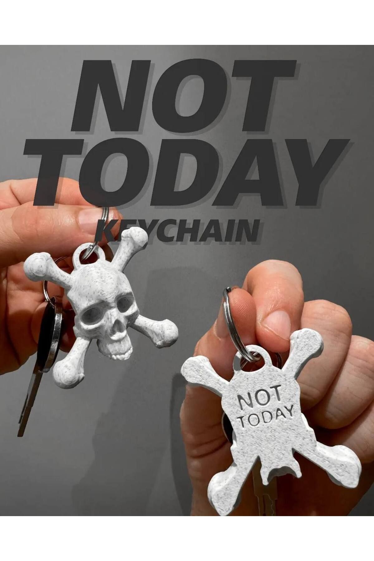 KOVALAK 3D MOTORCULARA ÖZEL ANAHTARLIK - Not Today Anahtarlık - Iskelet -Kurukafa Anahtarlık